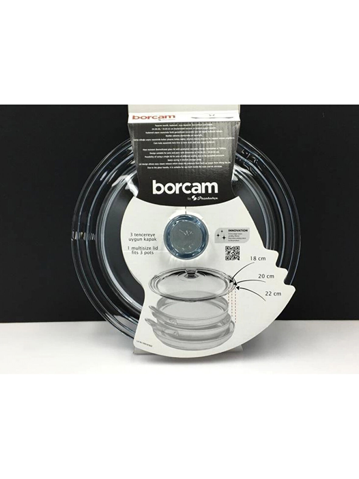 Paşabahçe 590220 Borcam Kapağı 18-20-22 cm Tekli