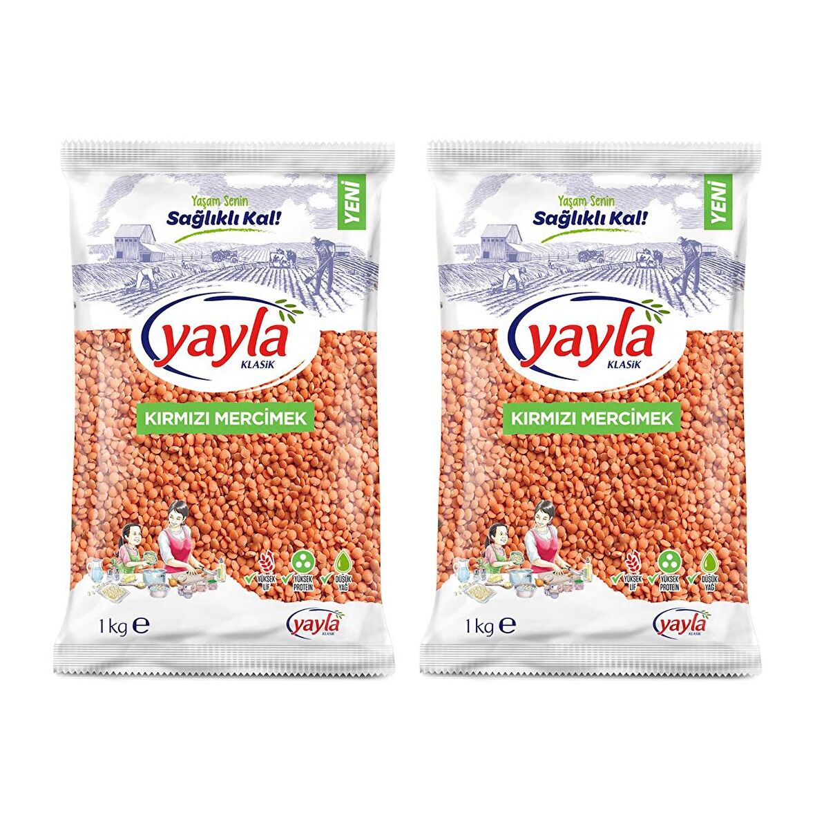 Yayla Bakliyat Kırmızı Mercimek 1 Kg x 2'li Paket