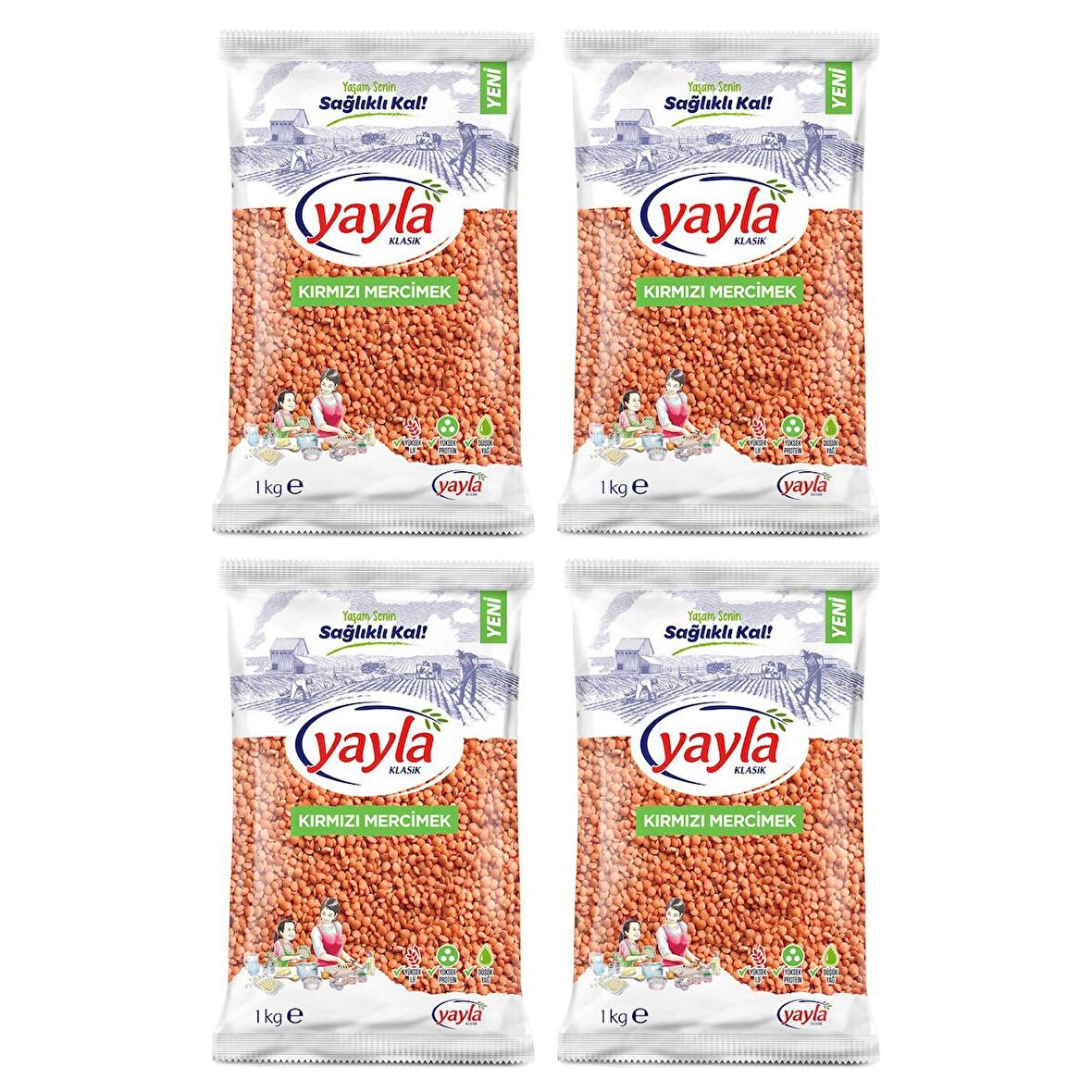 Yayla Bakliyat Kırmızı Mercimek 1 Kg x 4 Adet