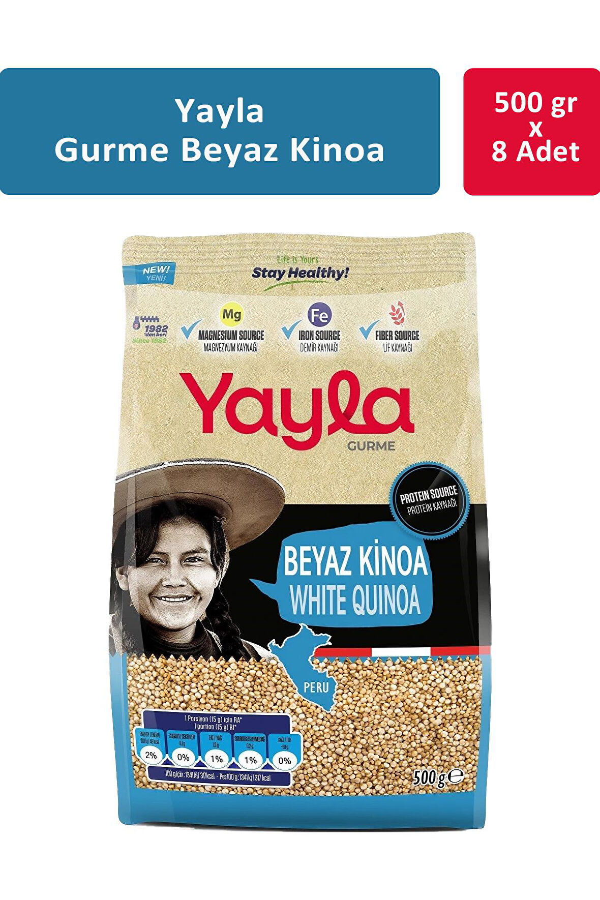 Yayla Gurme Beyaz Kinoa 500 gr x 8 Adet