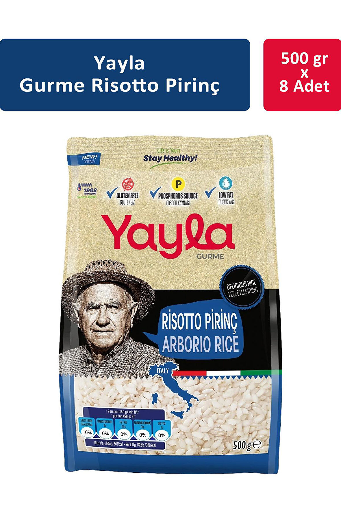 Yayla Gurme Risotto Pirinç 500 gr x 8 Adet