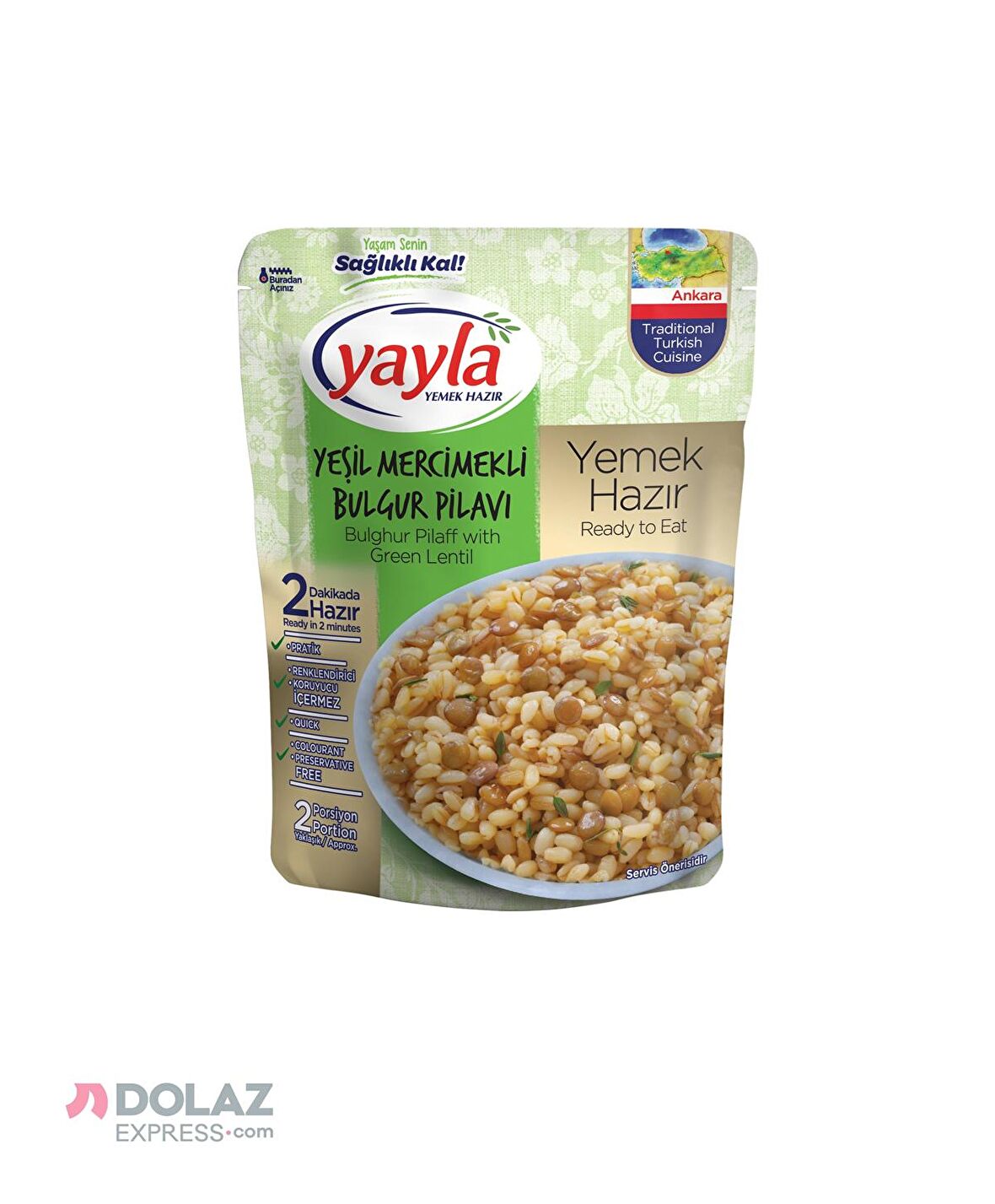 Yayla Yeşil Mercimekli Bulgur Pilavı 250 Gr