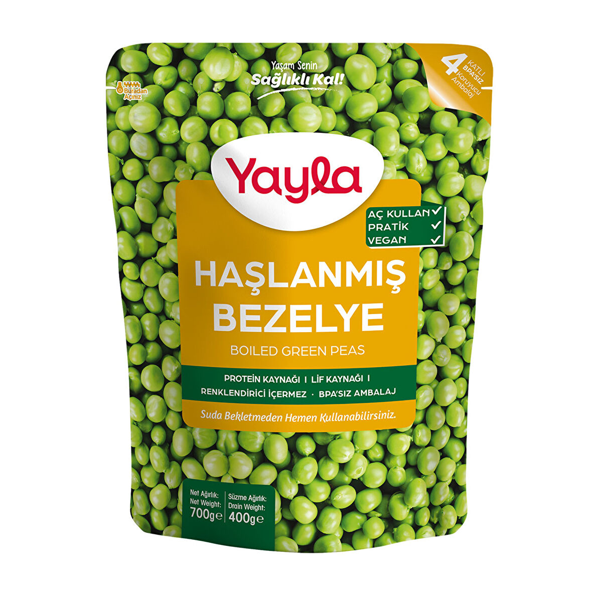 Yayla Haşlanmış Bezelye 700 Gr