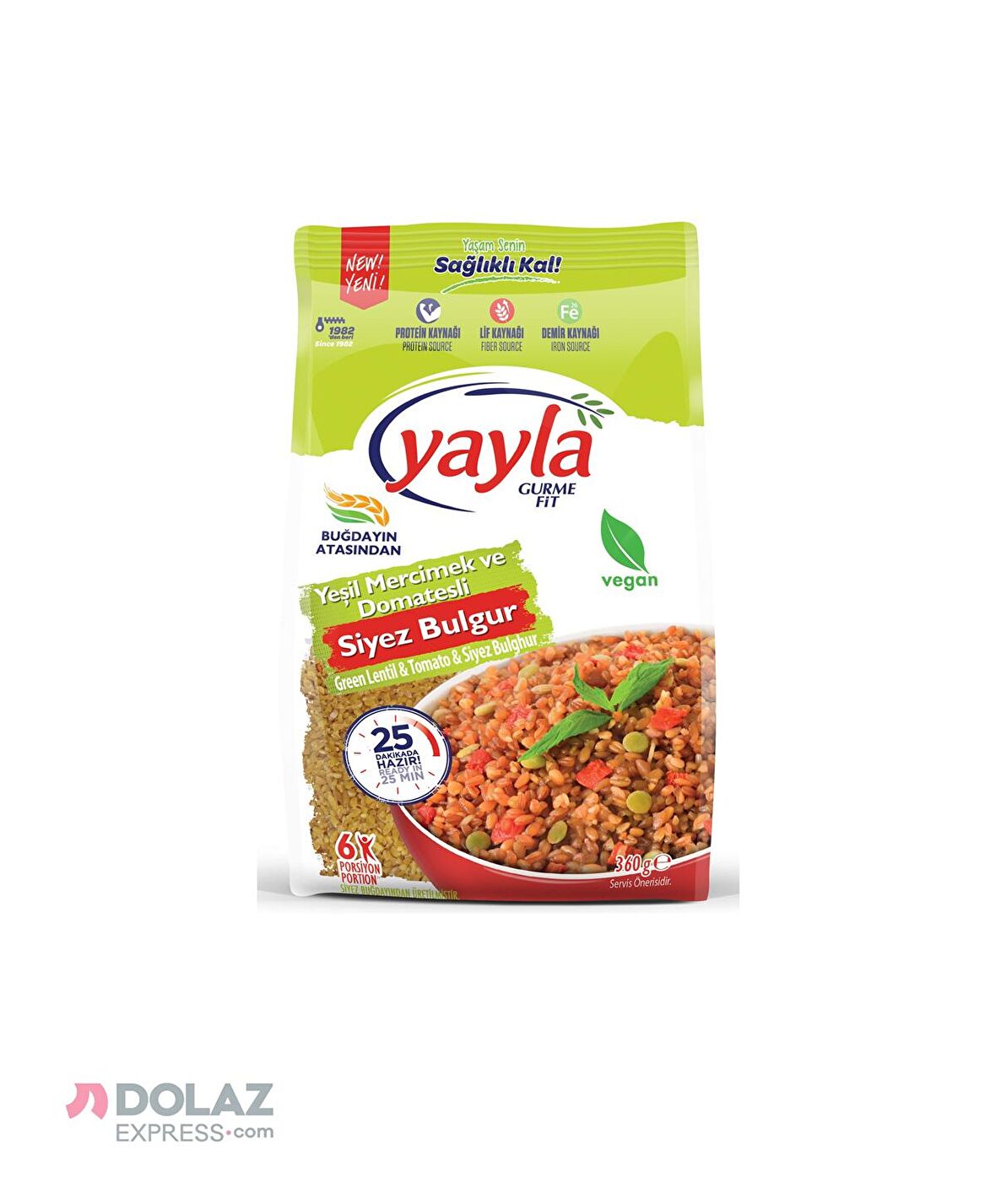 Yayla Gurme Fit Yeşil Mercimek ve Domates Siyez Bulgur 360 Gr