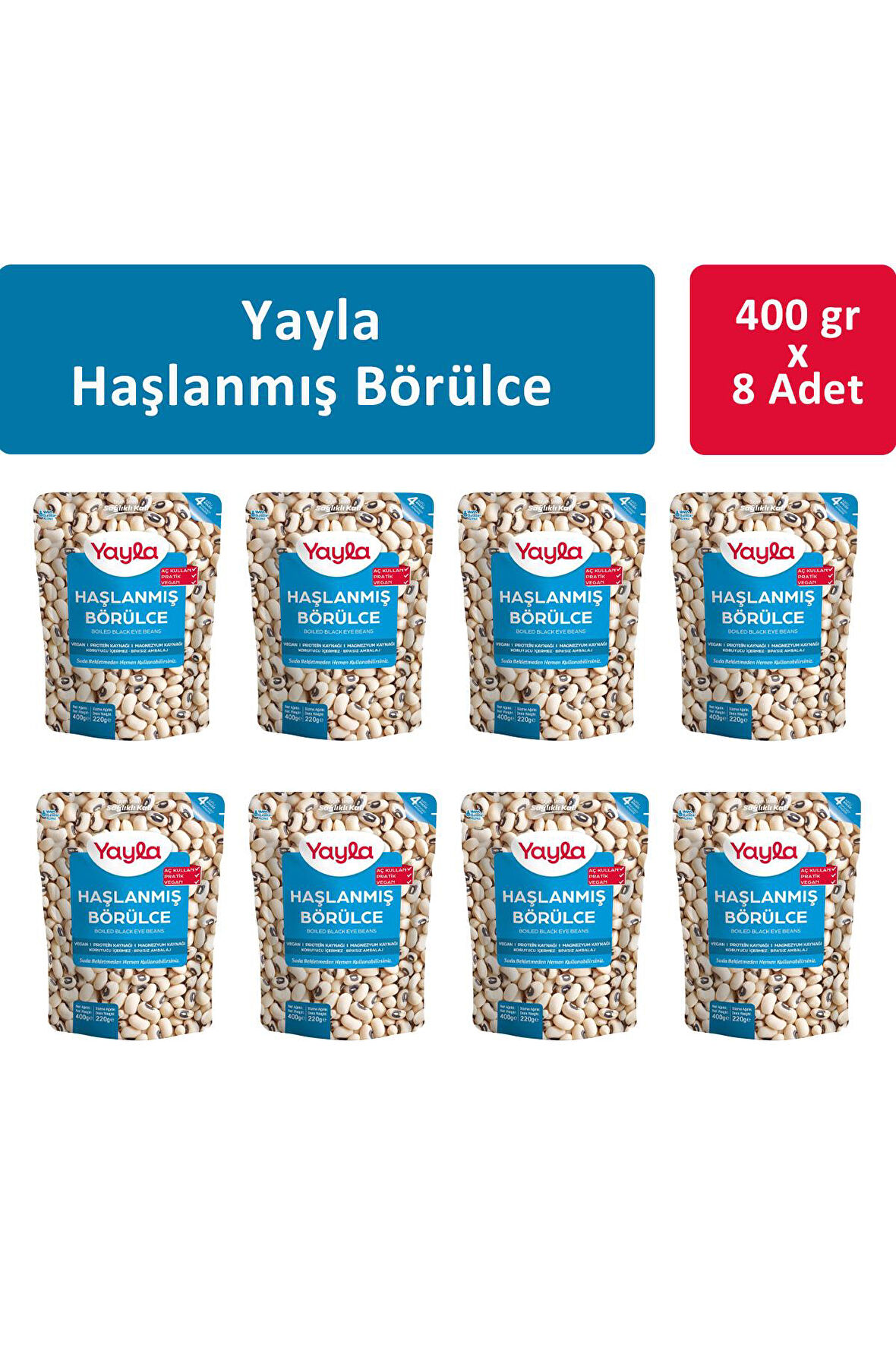 Yayla Haşlanmış Börülce 400 gr x 8 Adet