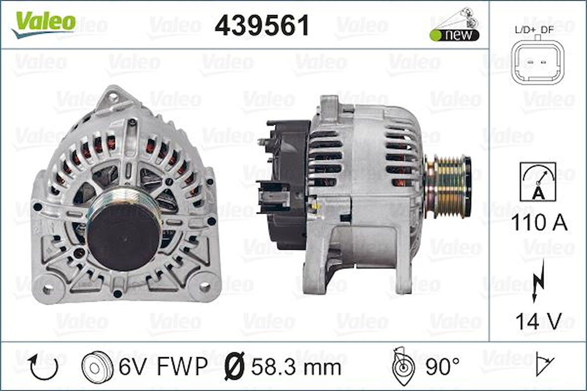 Renault Alternator 12 V 110 A Duster Logan 1.5 DCI - Valeo 406770