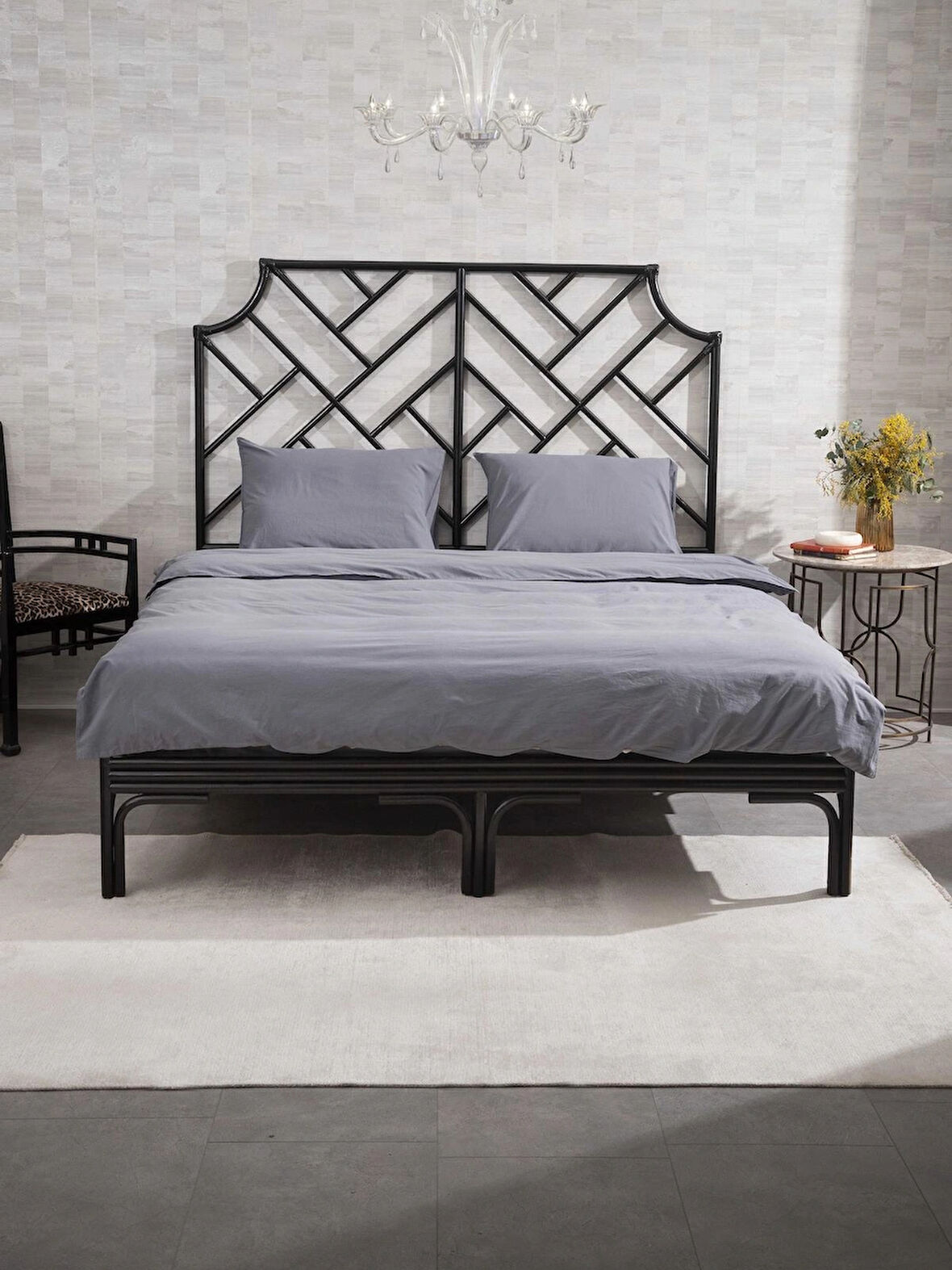 KAAY Premium Lastikli Çarşaf Dahil Nevresim Takımı 200x220 Çift Kişilik Antrasit