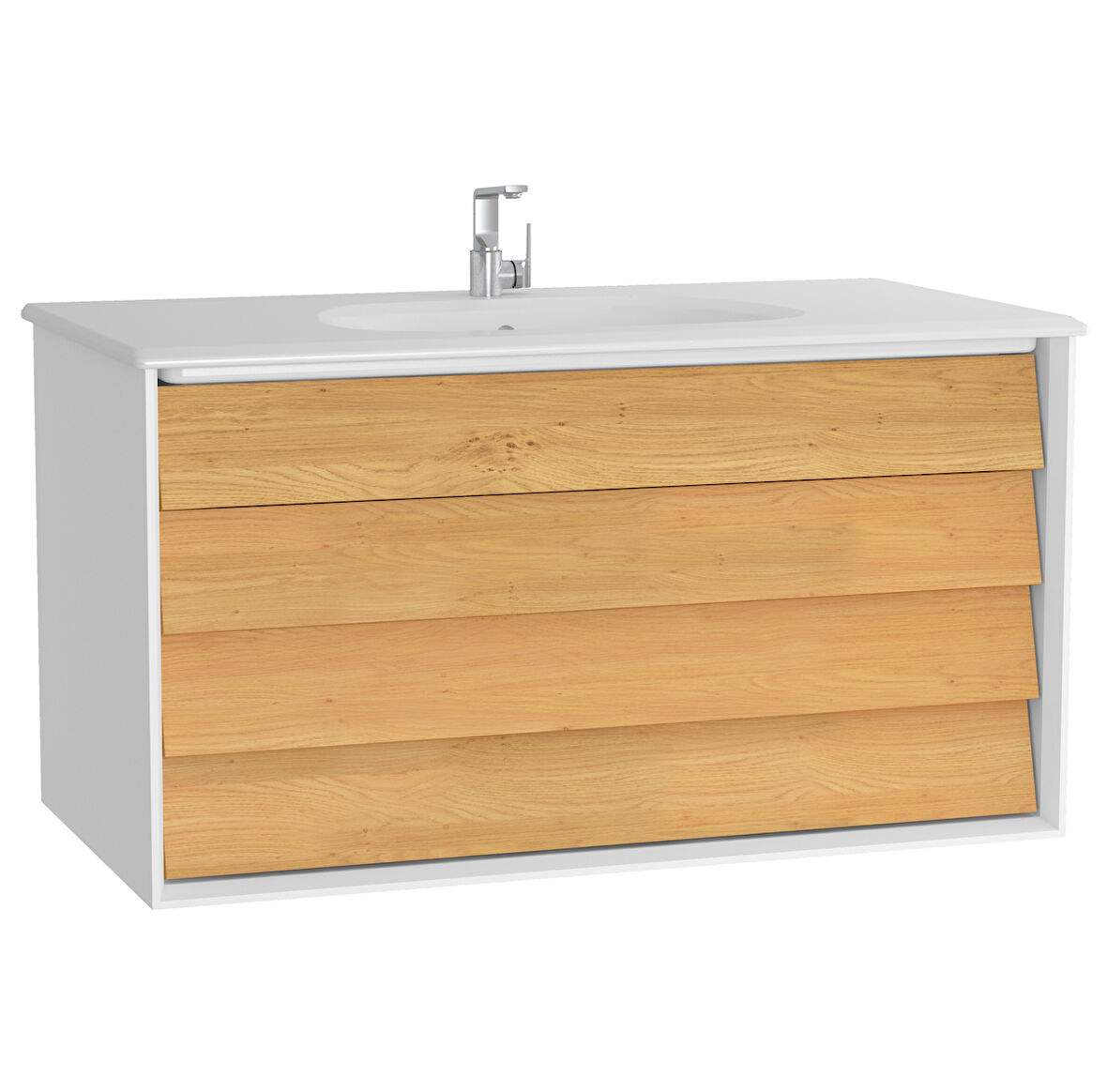 VitrA Frame 61232 Lavabo Dolabı, Çift Çekmeceli, Etajerli Lavabolu, 100 cm