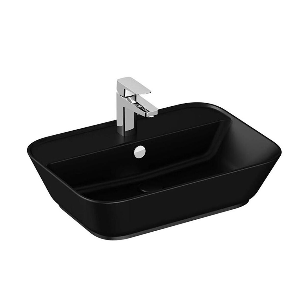 VitrA Geo 7426B083-0001 Dikdörtgen Çanak Lavabo, 60 cm, Mat Siyah