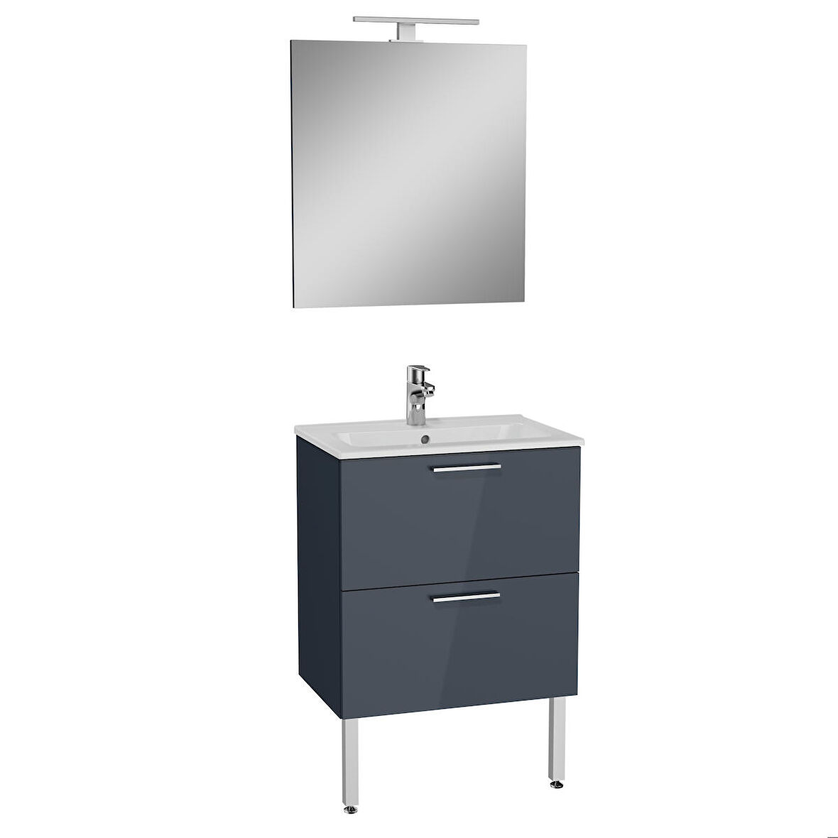 VitrA Mia 75073 Banyo Dolabı Seti Çekmeceli, Ayaklı, 60 cm, Antrasit