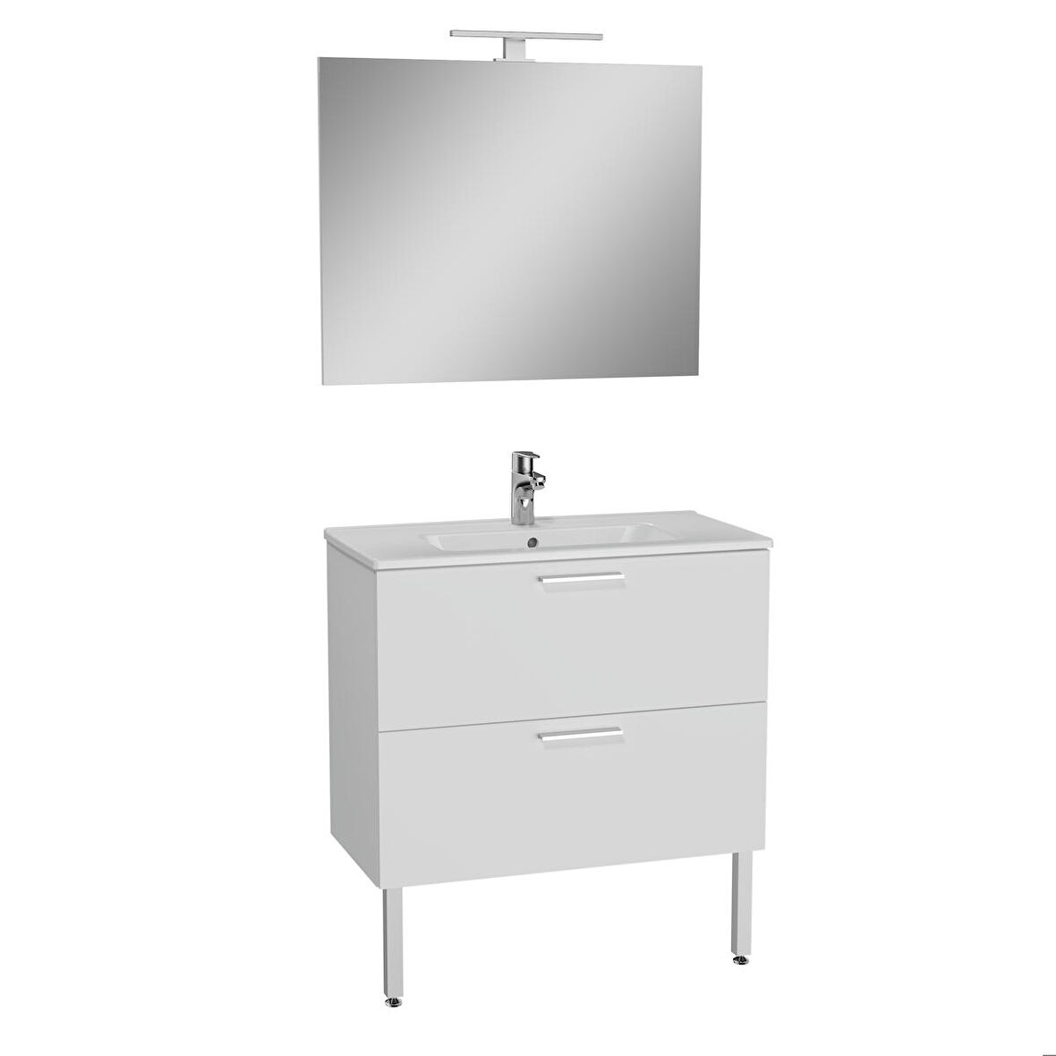 VitrA Mia 75075 Banyo Dolabı Seti Çekmeceli, Ayaklı, 80 cm, Parlak Beyaz