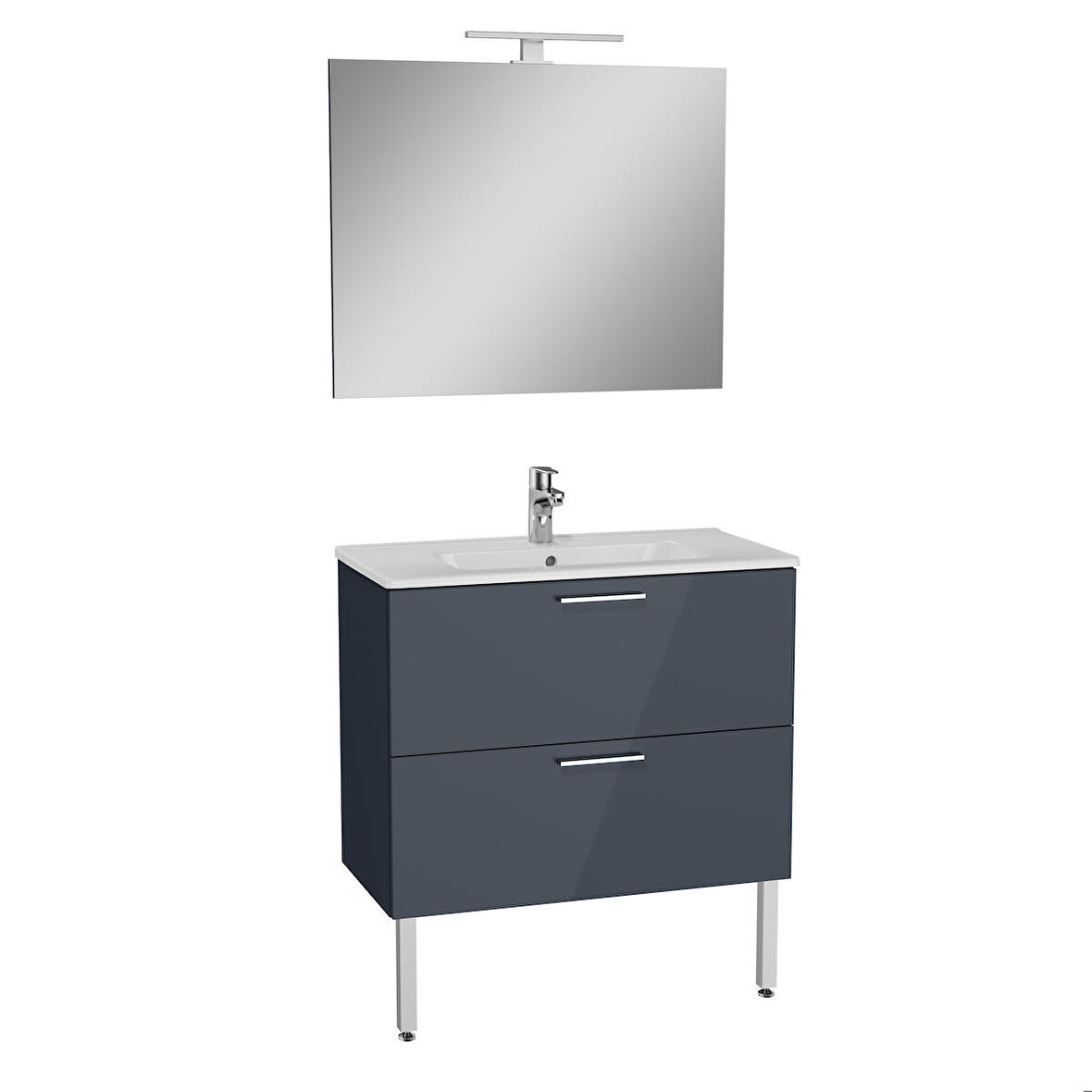 VitrA Mia 75077 Banyo Dolabı Seti Çekmeceli, Ayaklı, 80 cm, Antrasit