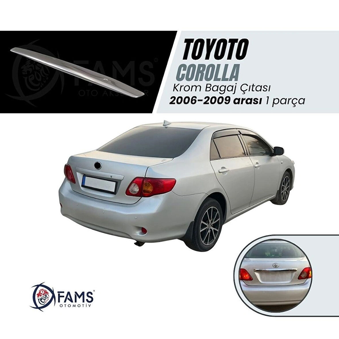 Toyota Corolla Krom Bagaj Çıtası 2006-2009 Ve Üzeri P.çelik