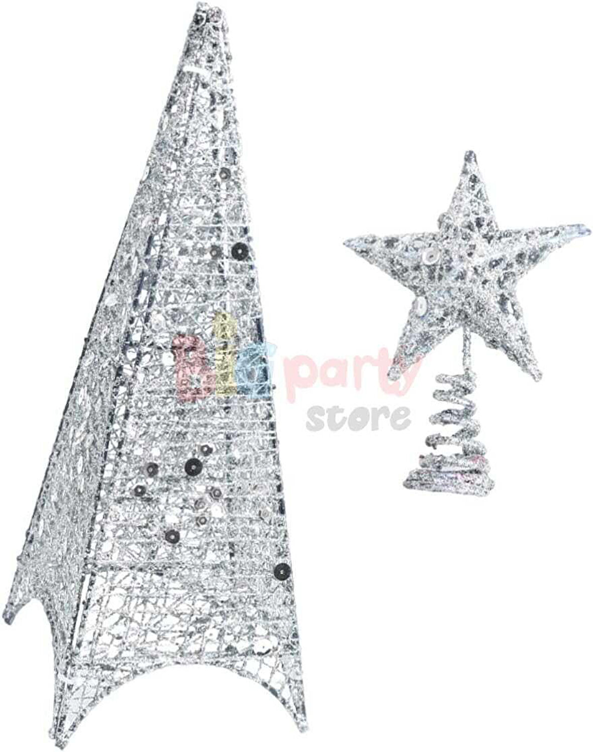 Yılbaşı Tel Kule 150 cm 3 Boyutlu Gümüş 