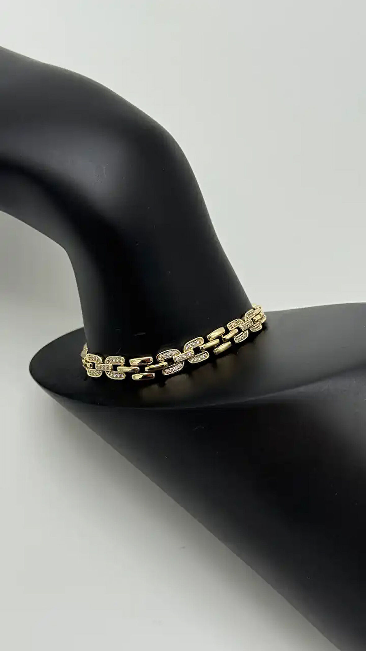 Özel Seri 14K Altın Kaplama Amelie Kare Taş Detayince Zincir Bileklik - Gold