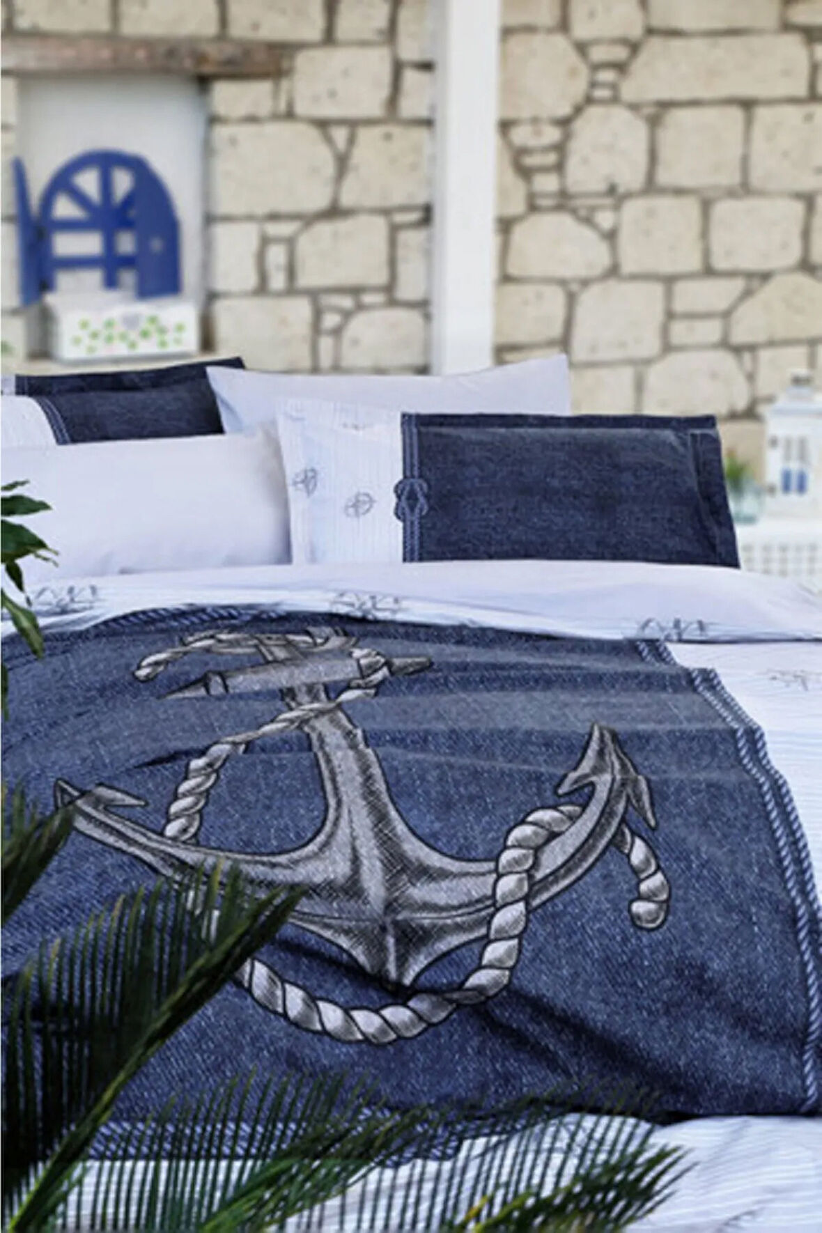 Anchor Denim Çift Kişilik Pike Takımı Gri 200x230
