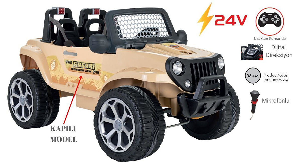 PİLSAN AKÜLÜ ARABA 24 V SAFARİ KUMANDALI 4X4 