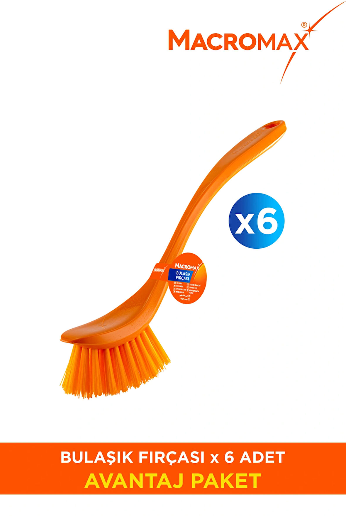 6’lı Temizlik Fırçası Seti Renkli, Ergonomik Saplı Bulaşık ve Mutfak Fırçası