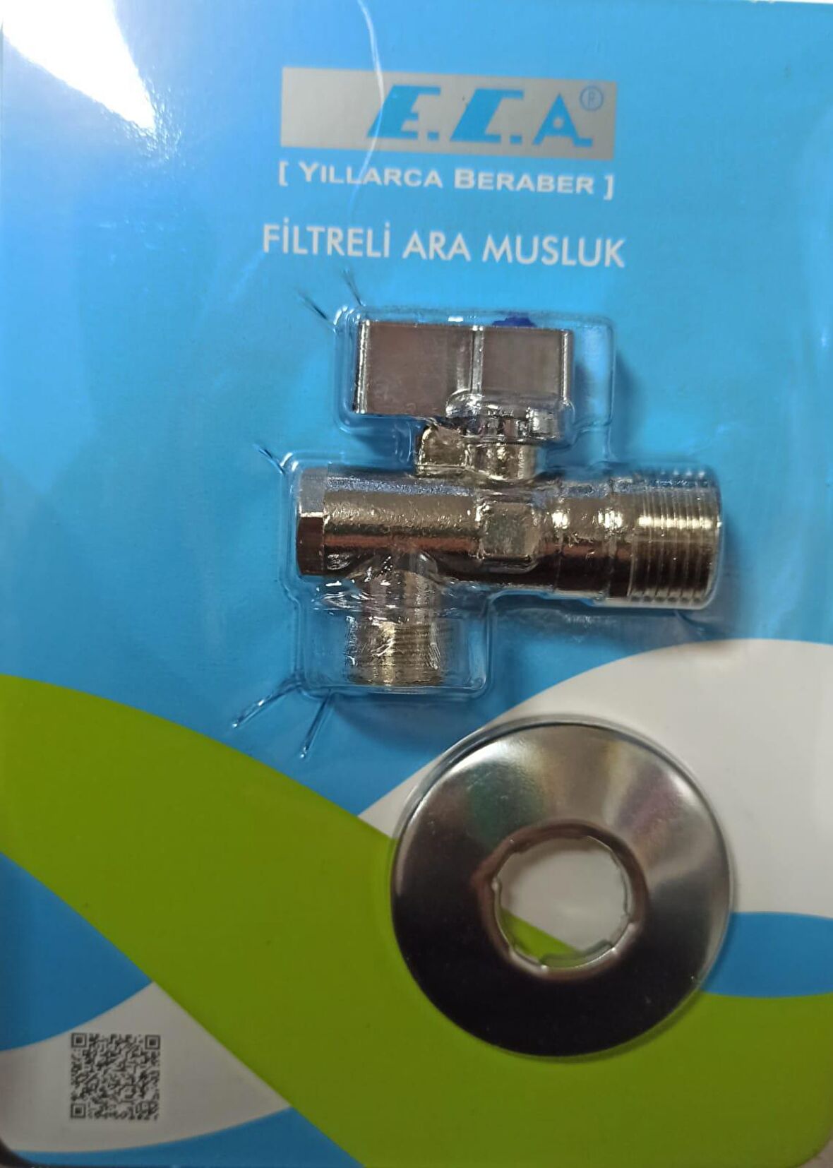 Filtreli Ara Musluk Rozetli-parlak Krom Başlıkı