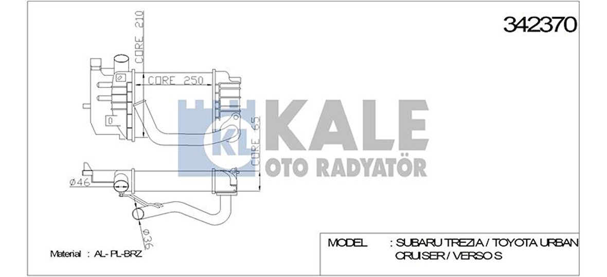 Toyota İntercooler Toyota Corolla - Aurıs 1,4 D4d 2007-2012 Yarıs 1,4 D4d 2005> - Kale 342370