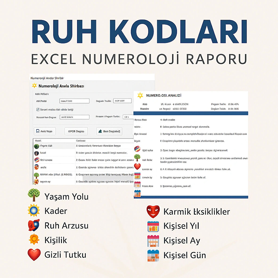 Numeroloji Programı – Excel Tabanlı Lisanslı Yazılım (Dijital Teslim)