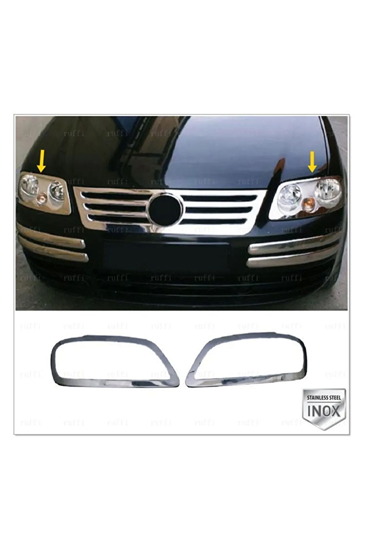 Vw Caddy  Uyumlu  Krom Far Çerçevesi 2 Prç. 2004-2010 Arası P.çelik