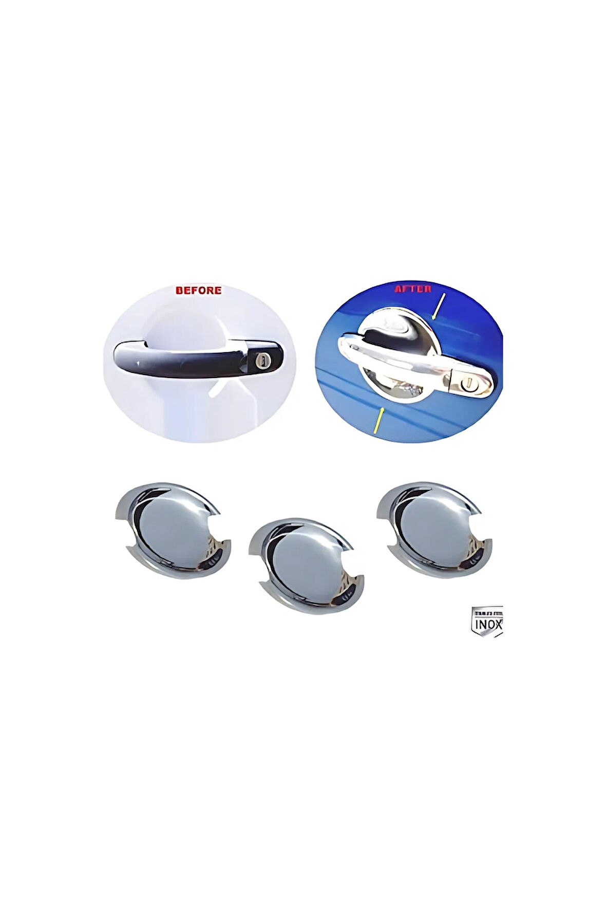 Vw Caddy Uyumlu Krom Kapı Kolu Tası 3 Kapı 2004-2015 Paslanmaz Çelik