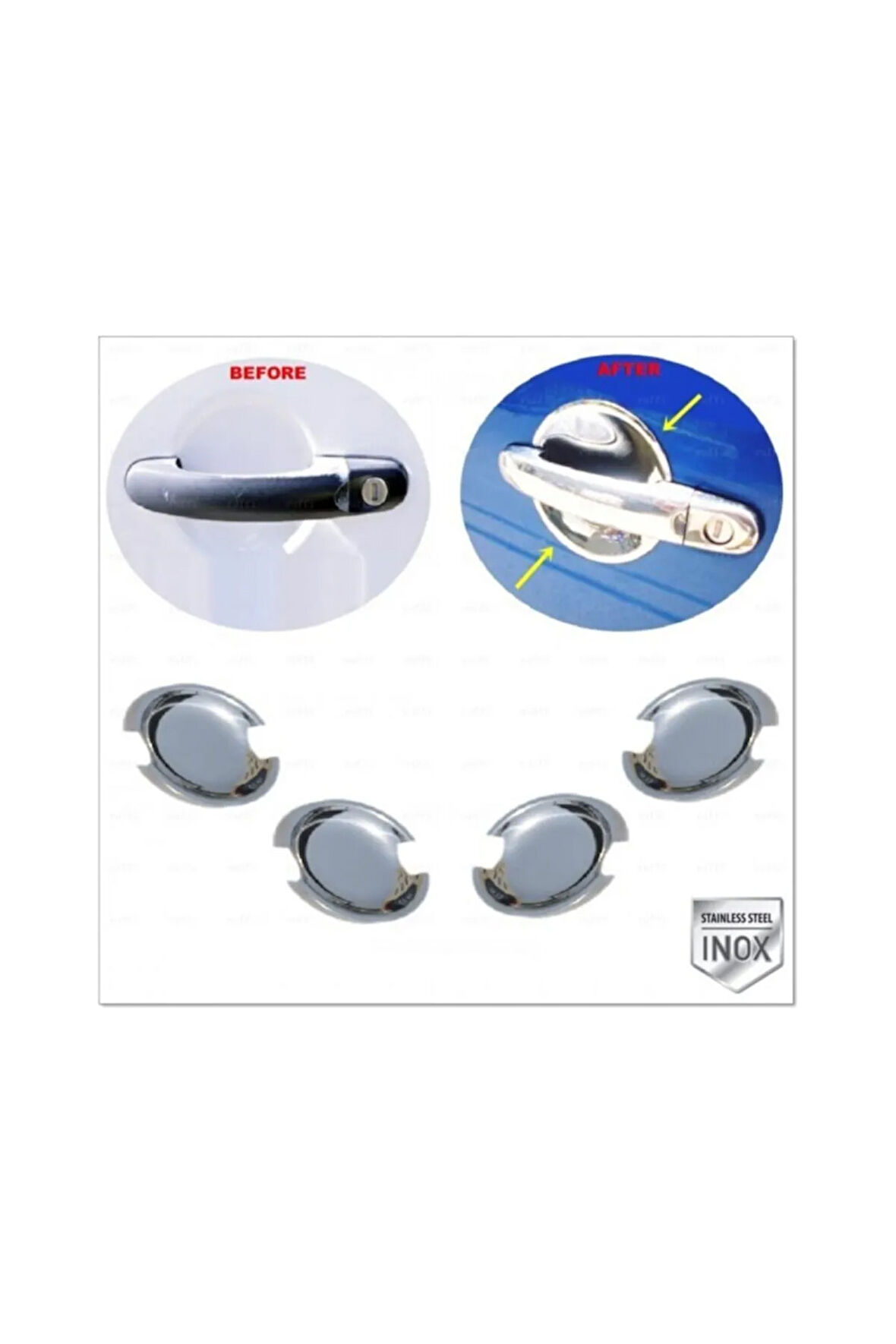 Vw Caddy Krom Dış Kapı Kolu Tası 4 Kapı 2015 Ve Üzeri Paslanmaz Çelik