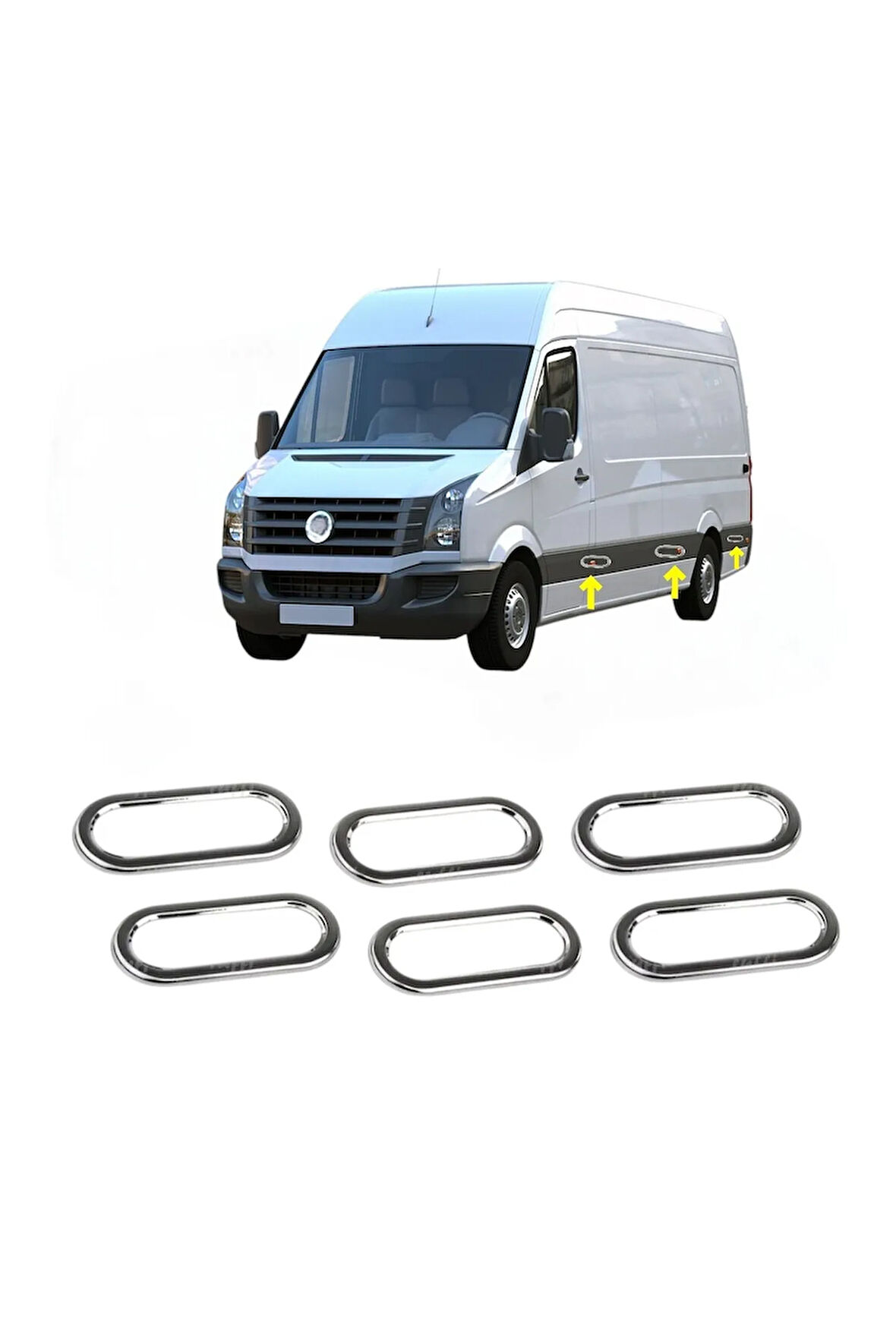 Vw Crafter Krom Yan Reflektör Çerçevesi 6 Prç. 2006-2016 P.çelik