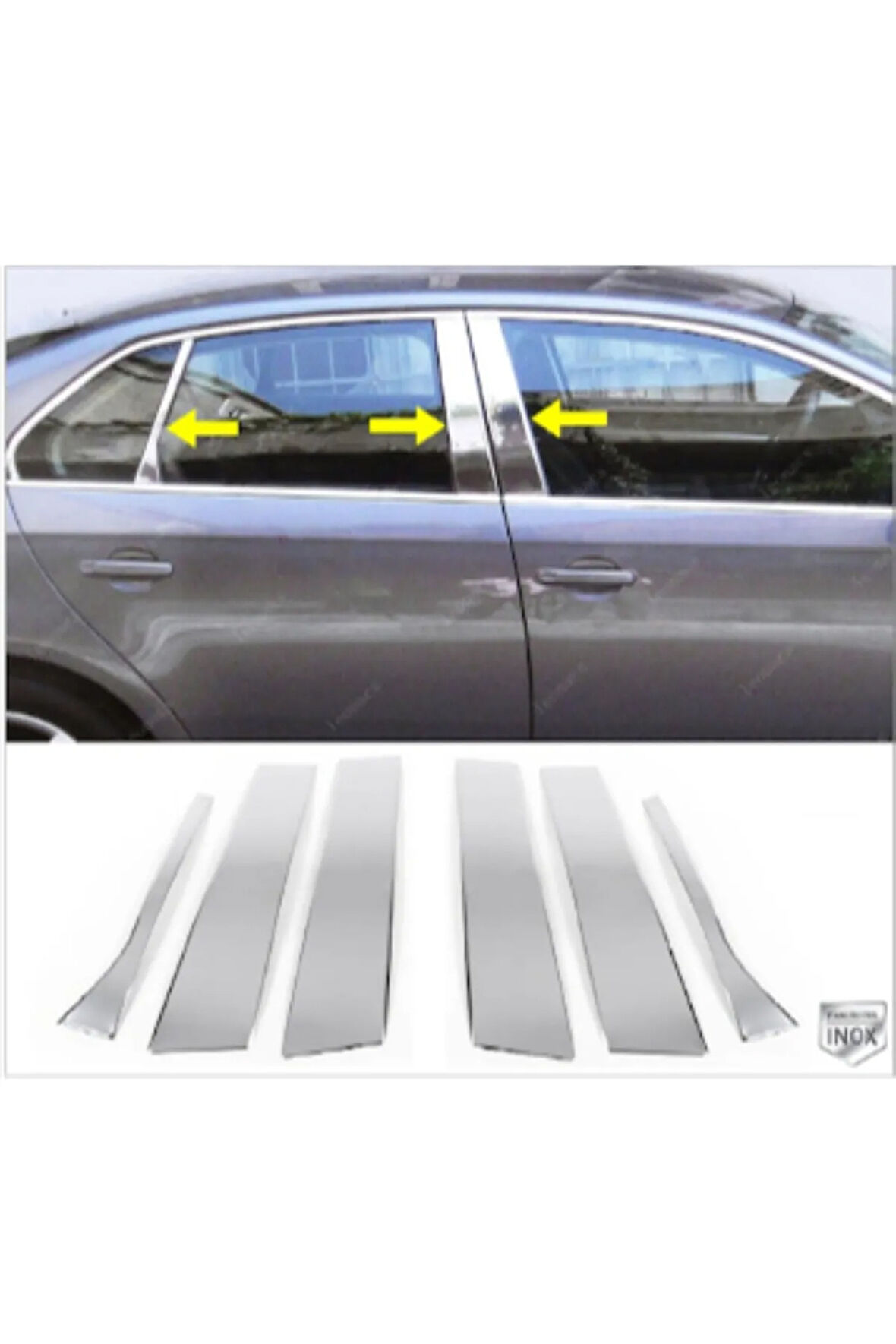 Vw Jetta Uyumlu Krom Kapı Direk Seti 6 Parça 2005-2010 Arası Paslanmaz Çelik