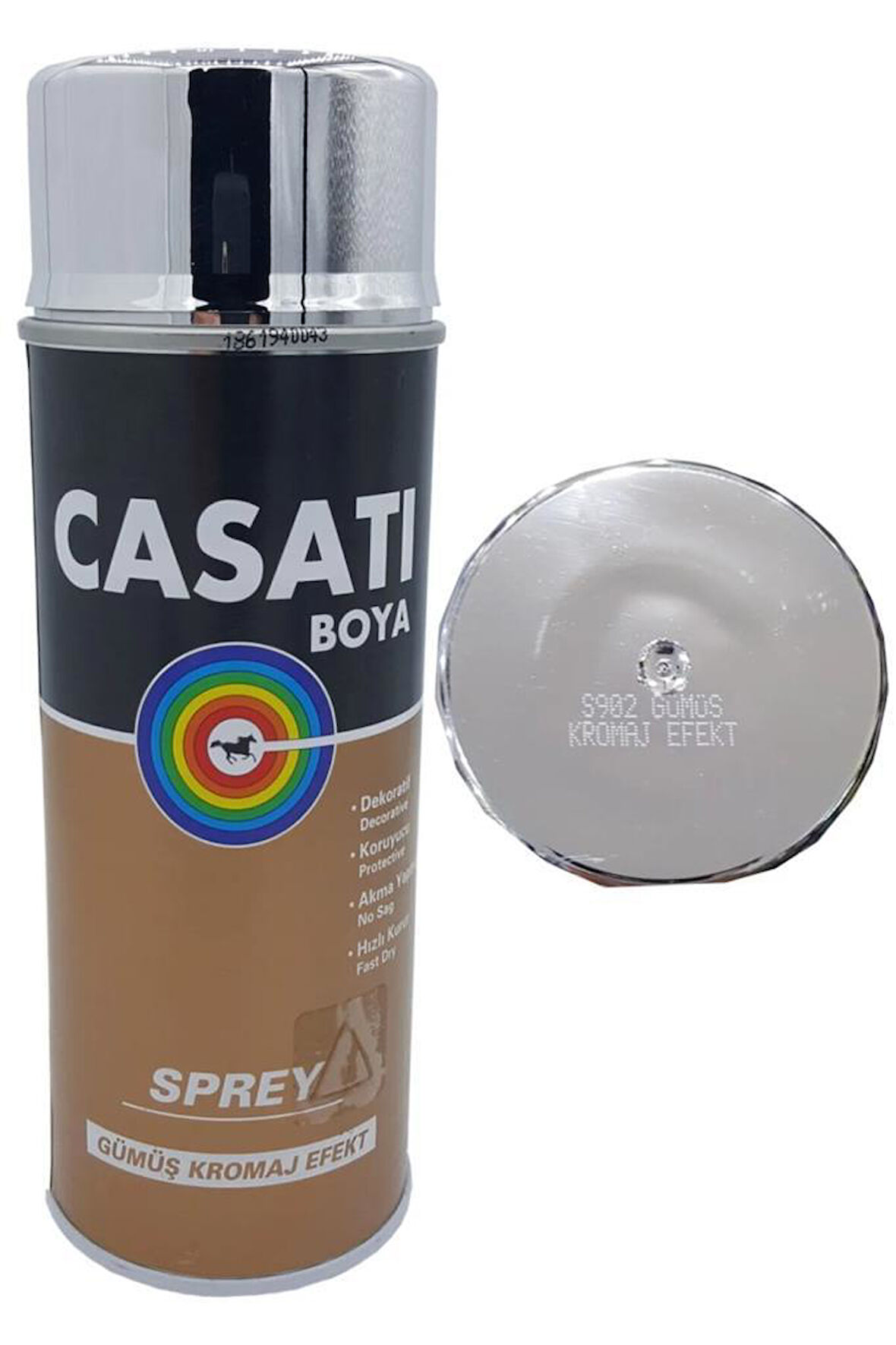 Casati Akrilik Sprey Boya 400 ML S902 Gümüş Kromaj Efekt