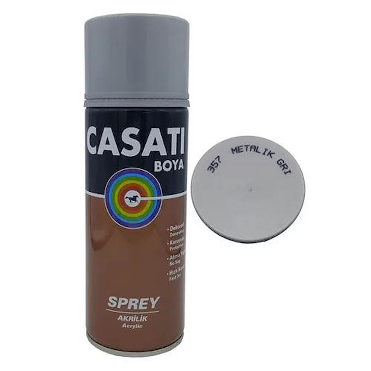 Casati Akrilik Sprey Boya 400 ML S357 Metalik Gri