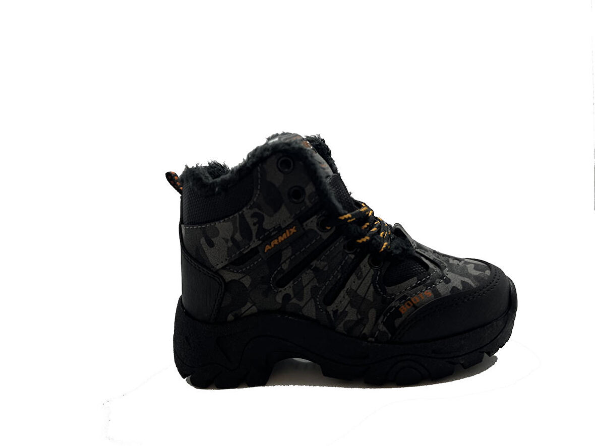 Armix 2836 Siyah-Kamuflaj Patik Fermuarlı Çocuk Bot 