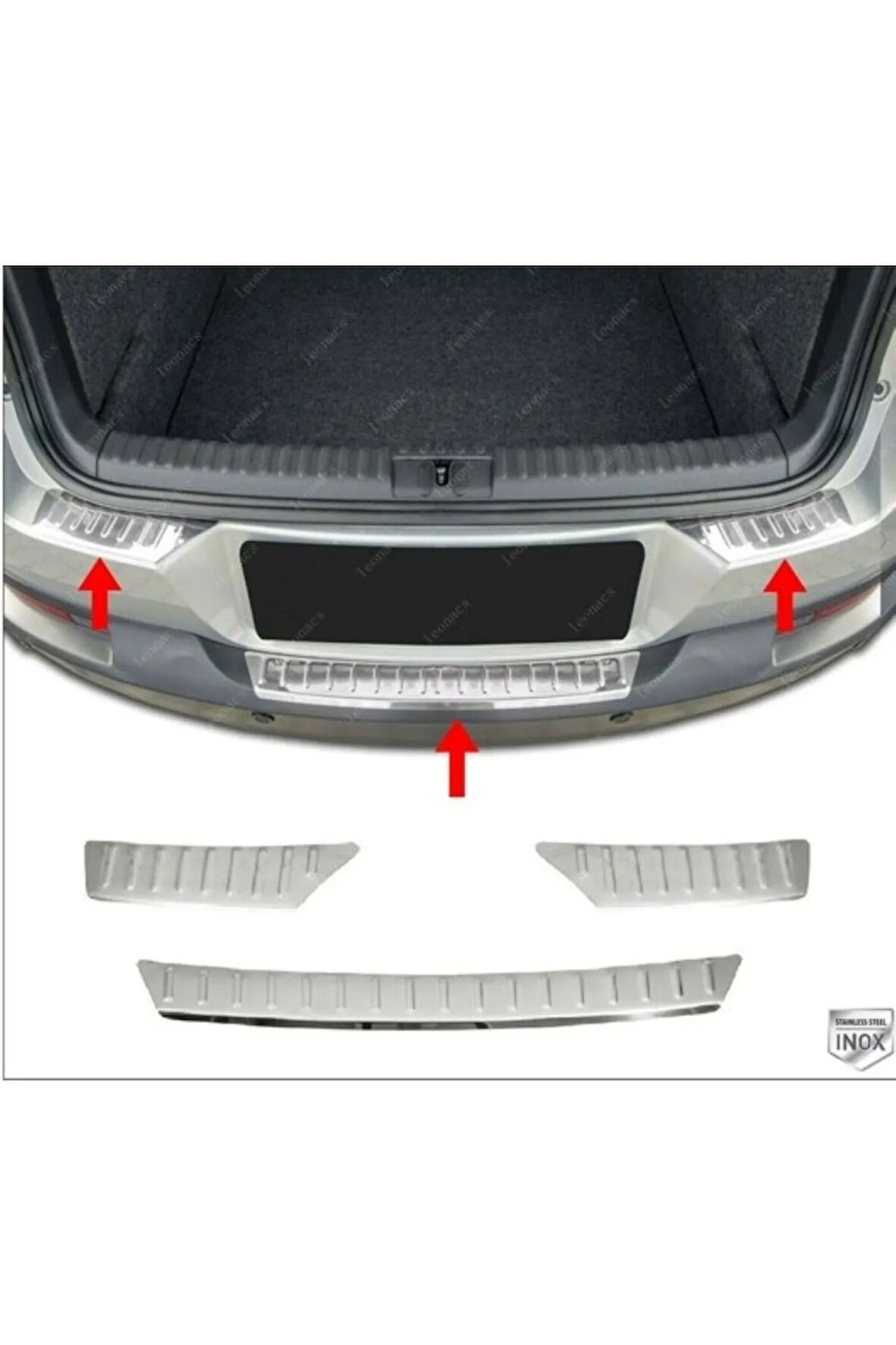 Vw Tiguan Uyumlu Krom Arka Tampon Üstü Koruma 3 Parça 2007-2016 Arası Paslanmaz Çelik