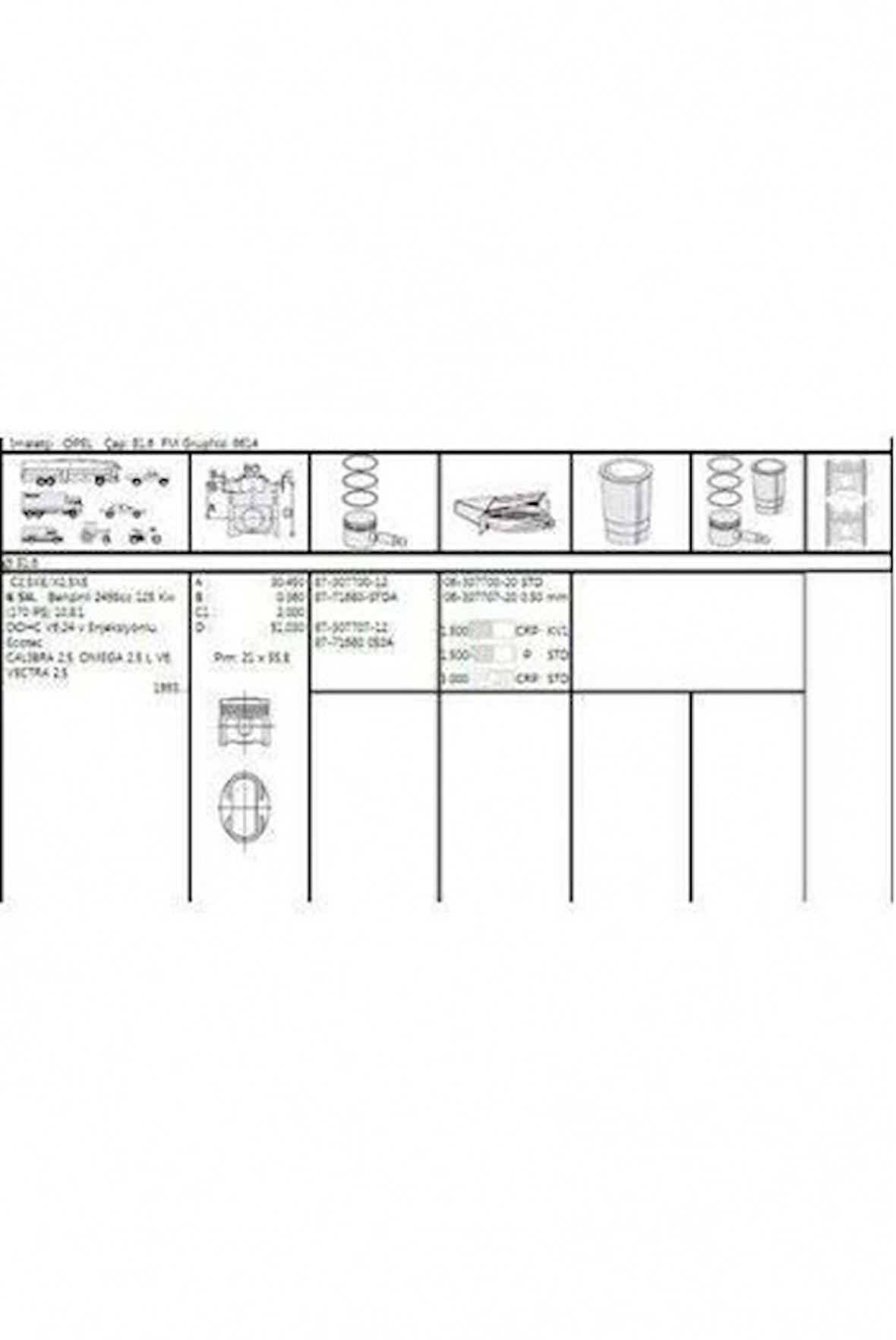 Opel Motor Segman X25xe Omega B Vectra B 2500 24v 81.60mm Std (1.5x1.5x3.0) 6 Silindir Takım - Akd 222-3542-00