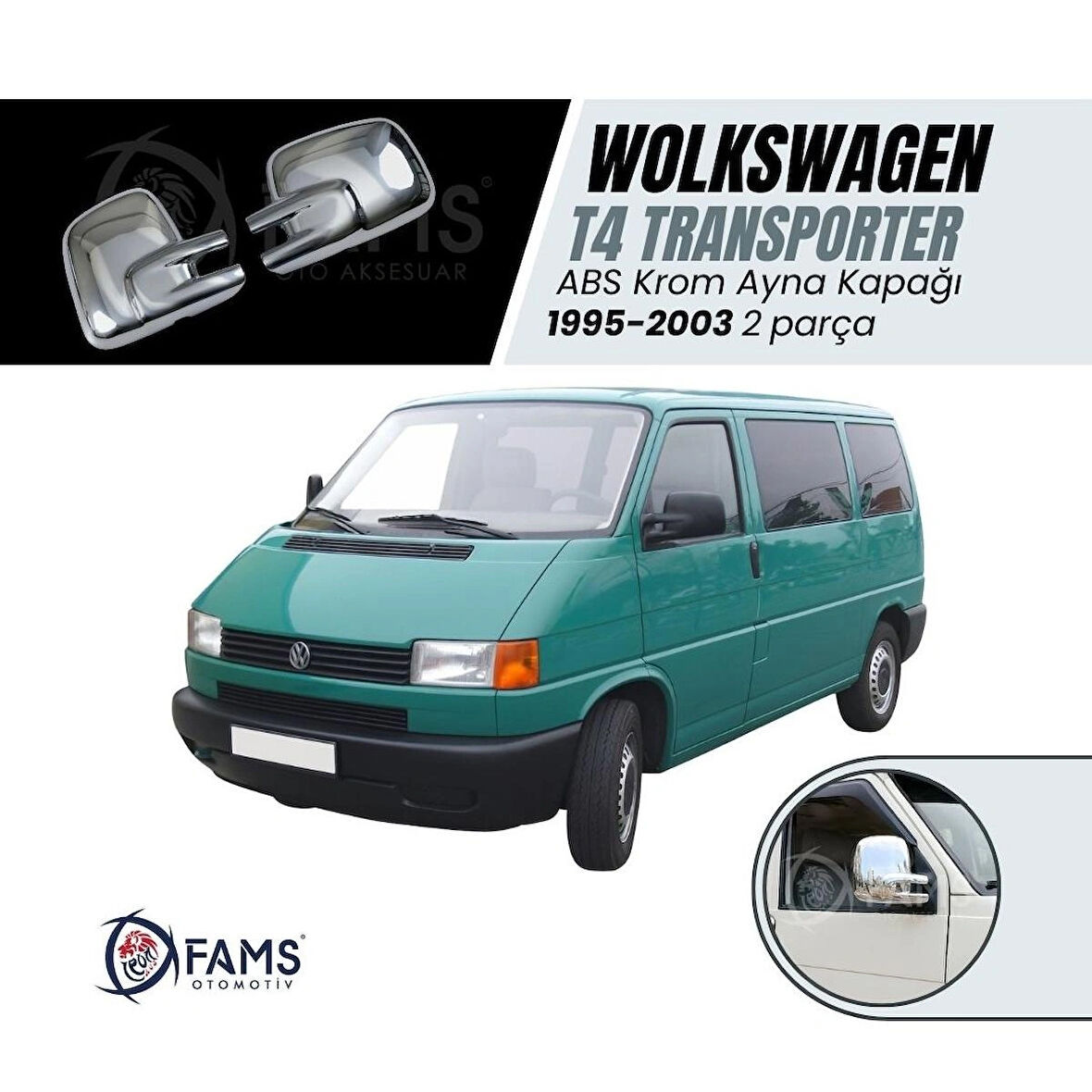 Vw T4 Transporter Abs Krom Ayna Kapağı 2 Prç. 1995-2003