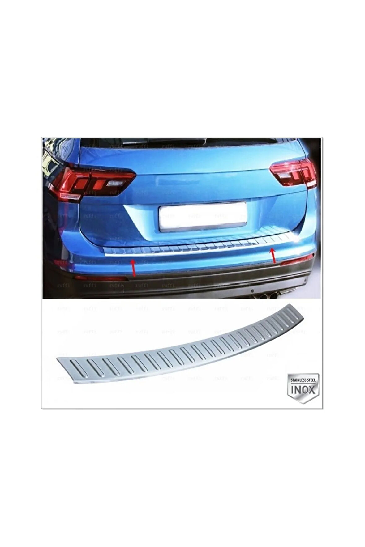 Vw Tiguan Uyumlu  Krom Arka Tampon Üzeri Koruma 2016-2023 Arası Paslanmaz Çelik