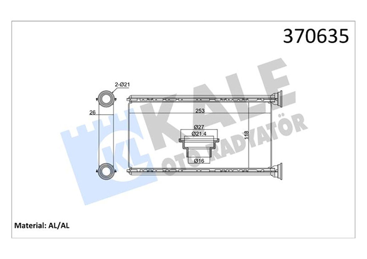 Subaru Kalorıfer Radyatoru Subaru Forester İmpreza XV 08> Borusuz [brazıng Al/al] [118x253x2635] - Kale 370635