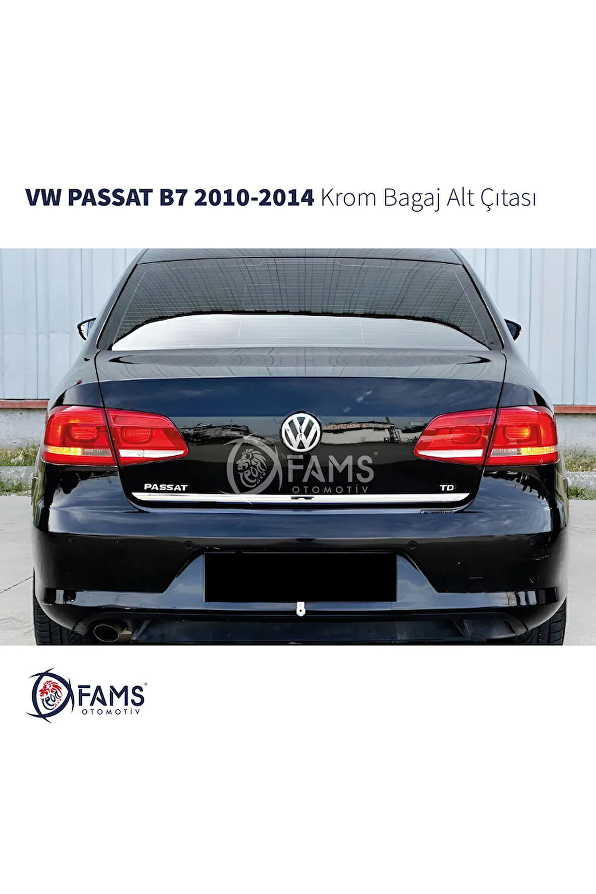 Vw Passat B7 Krom Bagaj Alt Çıtası 2010-2014 Arası Uyumlu Paslanmaz Çelik