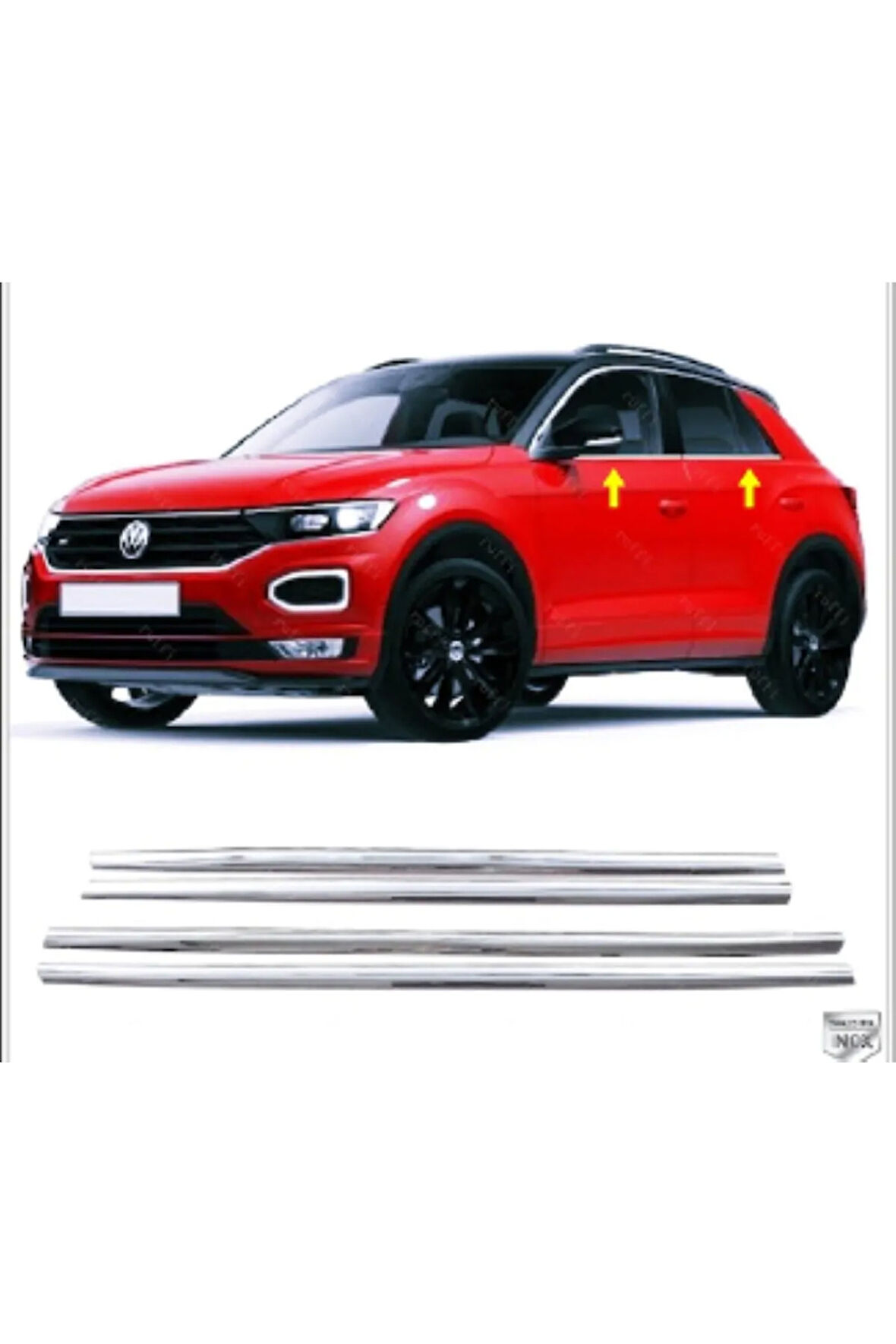 Vw T-roc Paslanmaz Krom Cam Çıtası 4 Parça 2017 Ve Üzeri Uyumlu  Paslanmaz Çelik