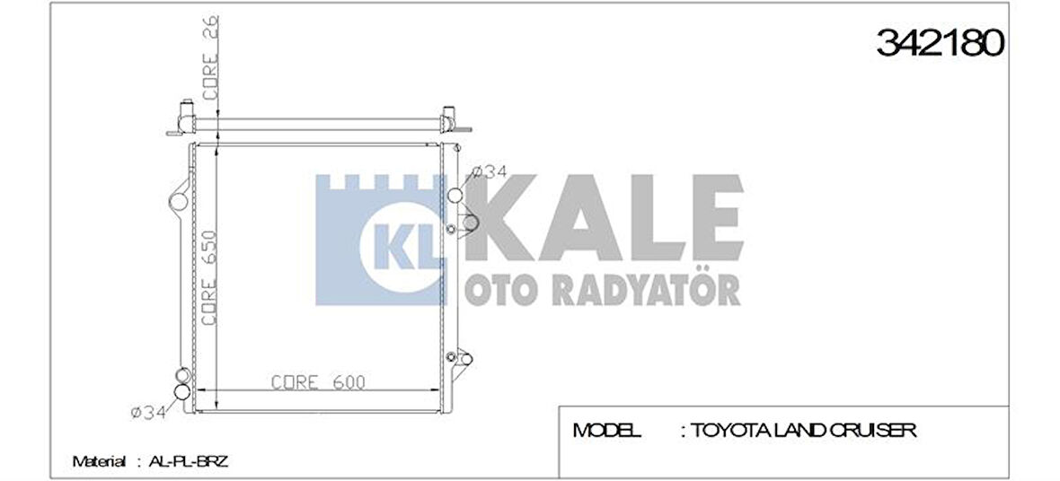 Toyota Motor Su Radyatoru Land Cruıser 4,0 2003>2009 Otomatık Vites - Kale 342180