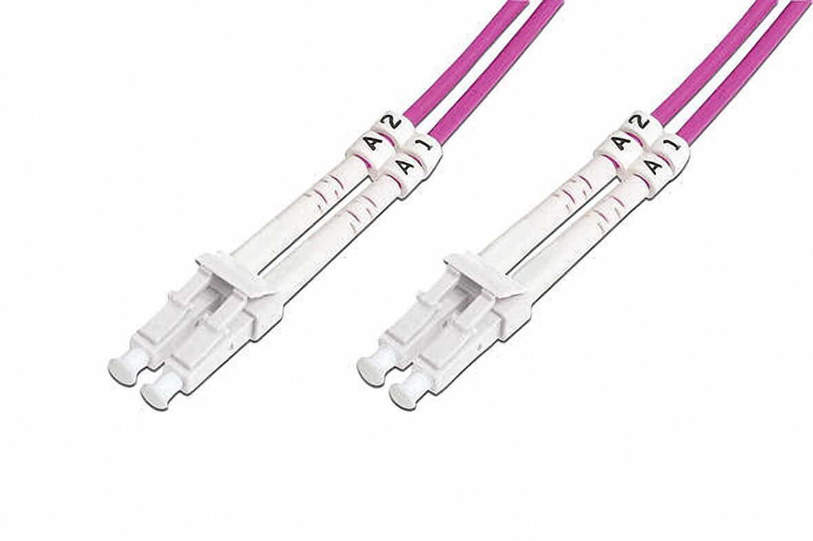 Digitus BC-FO-5LCLC-01/4 1 Mt LC-LC OM4 50/125 Duplex Multimode 3.0mm LSHZ Fiber Optik Patch Cord Kablo