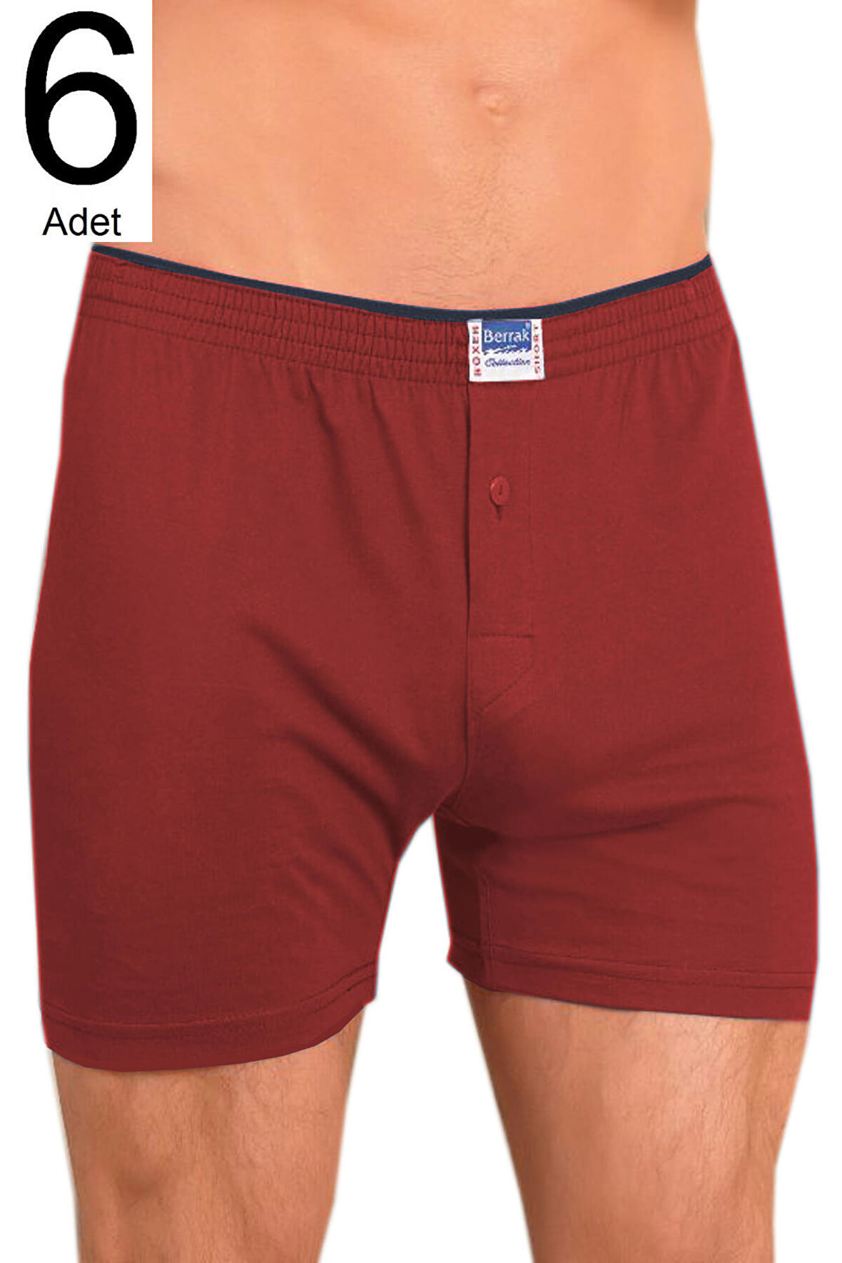 Erkek Bordo 6'lı Paket Düğmeli Boxer ELF568BER10996