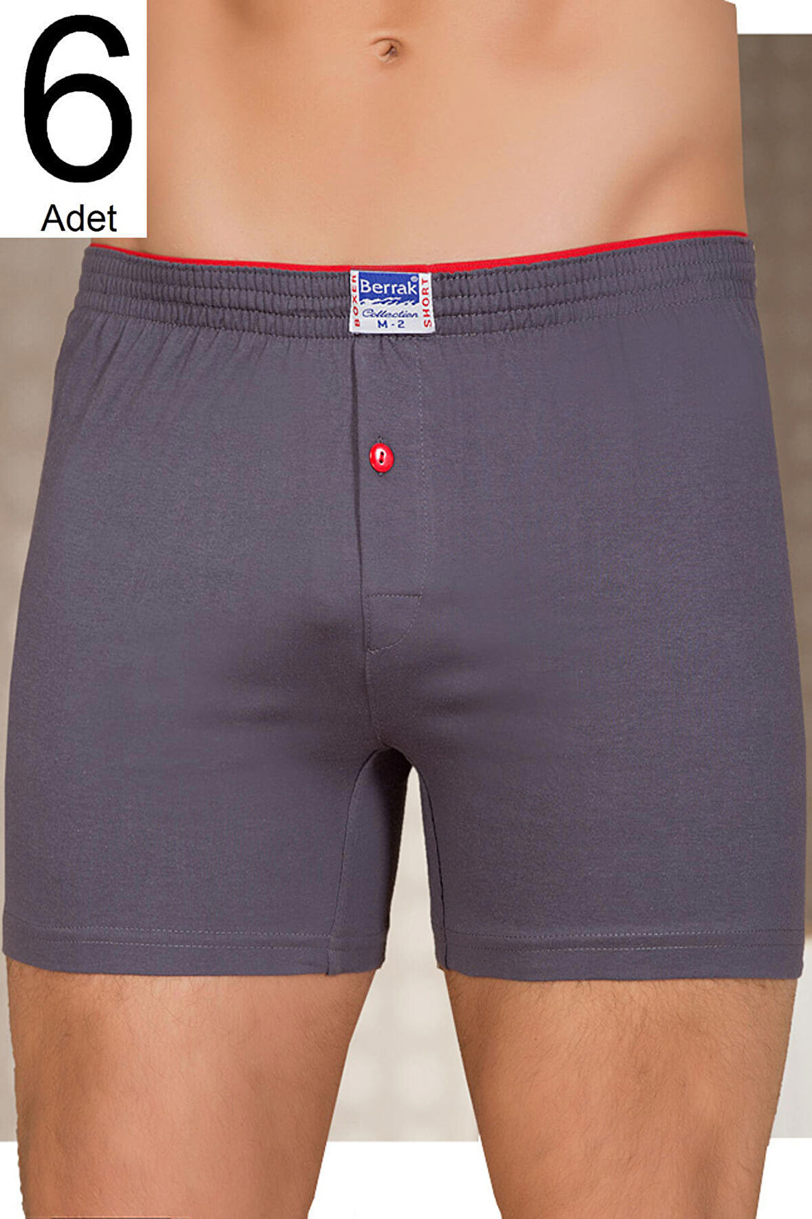 Erkek Füme 6'lı Paket Düğmeli Boxer ELF568BER10996
