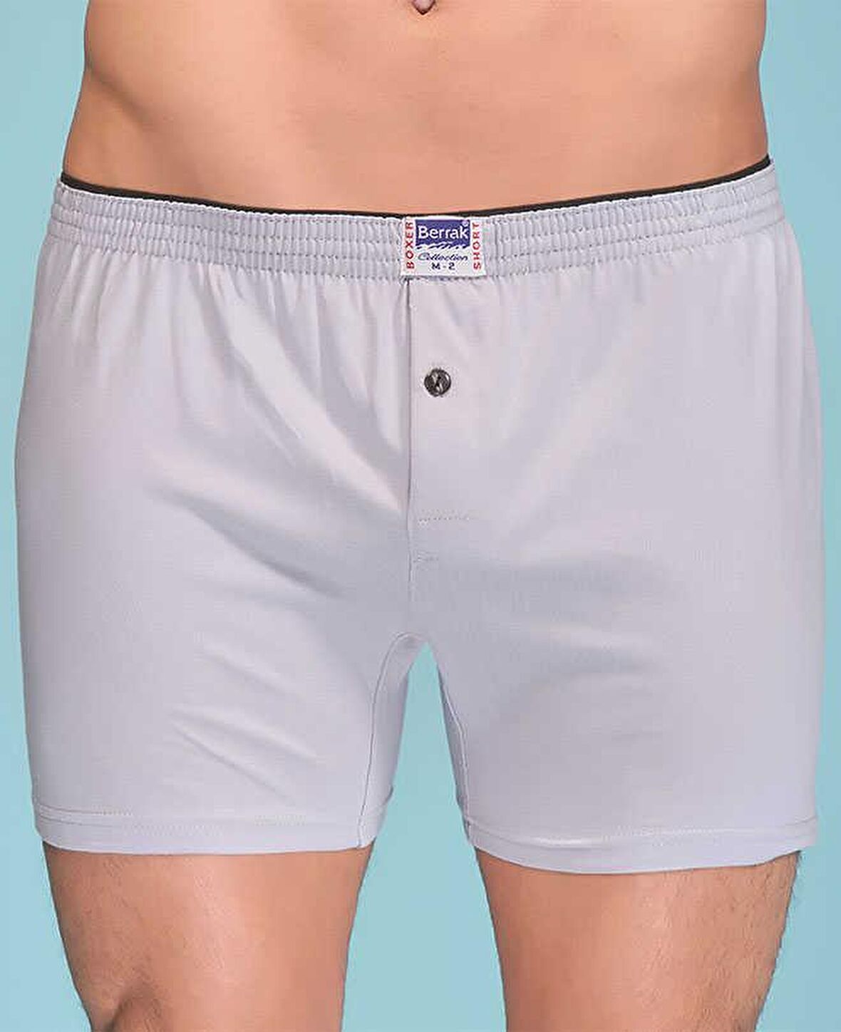 Berrak %100 Pamuk Havlu Bel Düğmeli Erkek Boxer - 1099-Gri
