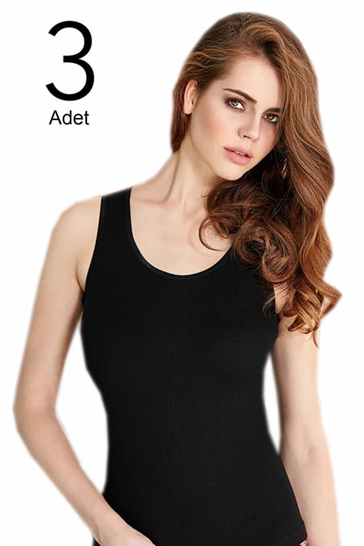 Kadın Siyah 3'lü Paket  Atlet ELF568BER2015B24B37CCM3
