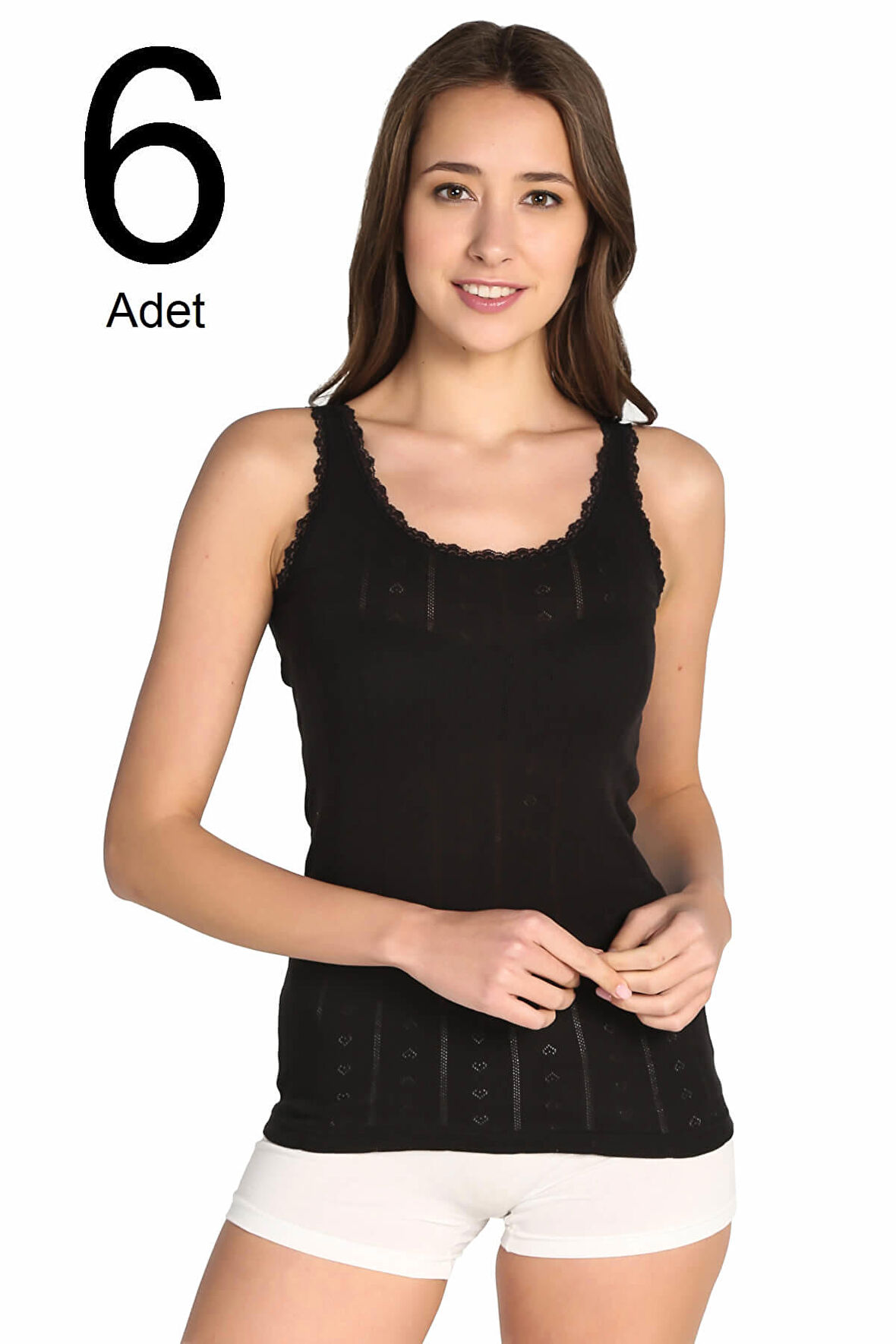 Kadın Siyah 6'lı Paket  Atlet ELF568BER80496