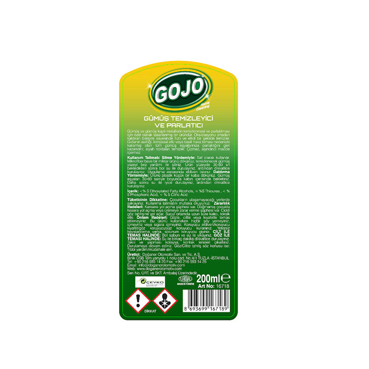 Gojo Gümüş Temizleyici ve Parlatıcı 200 Ml