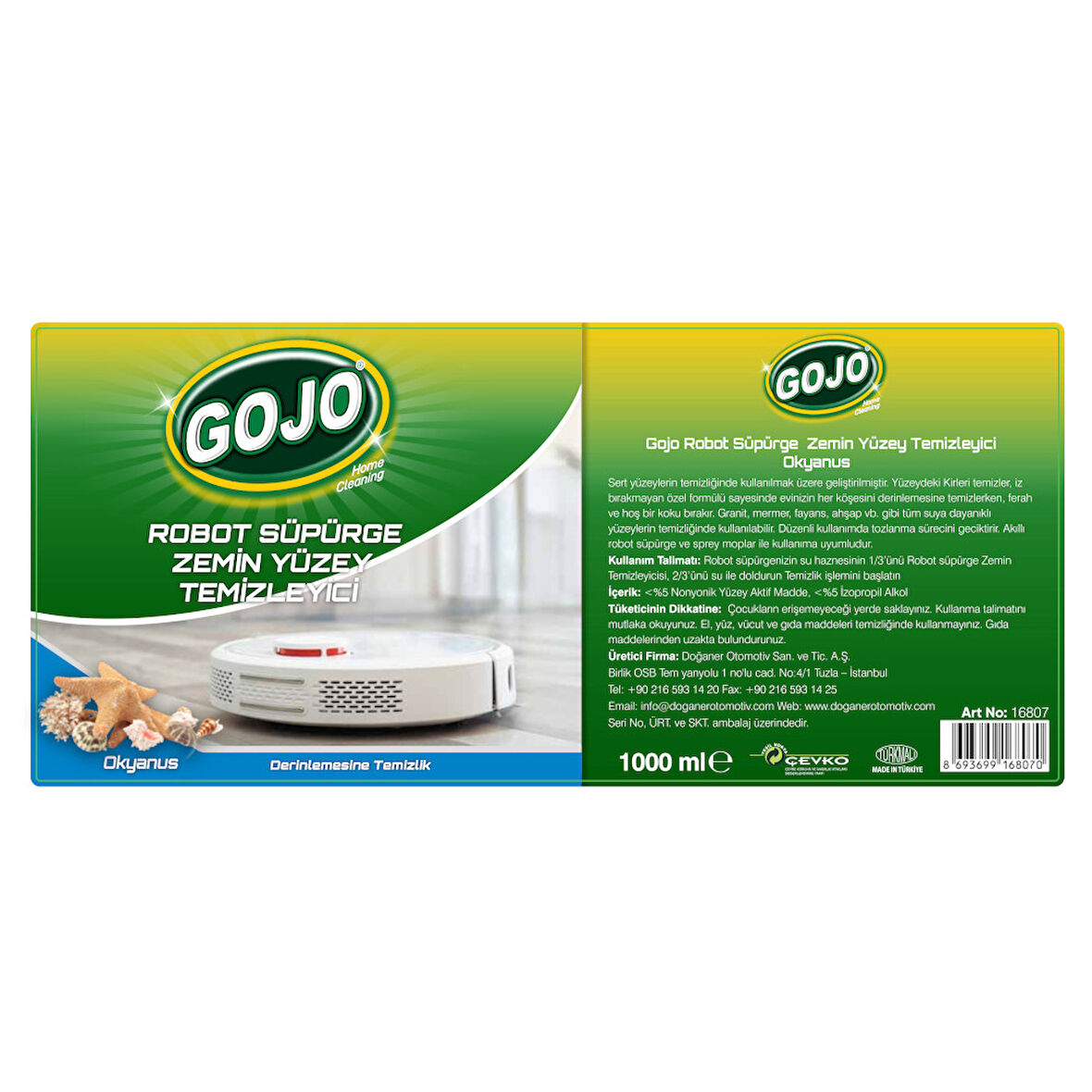Gojo Robot Süpürge Zemin Yüzey Temizleyici-Okyanus 1000 ML