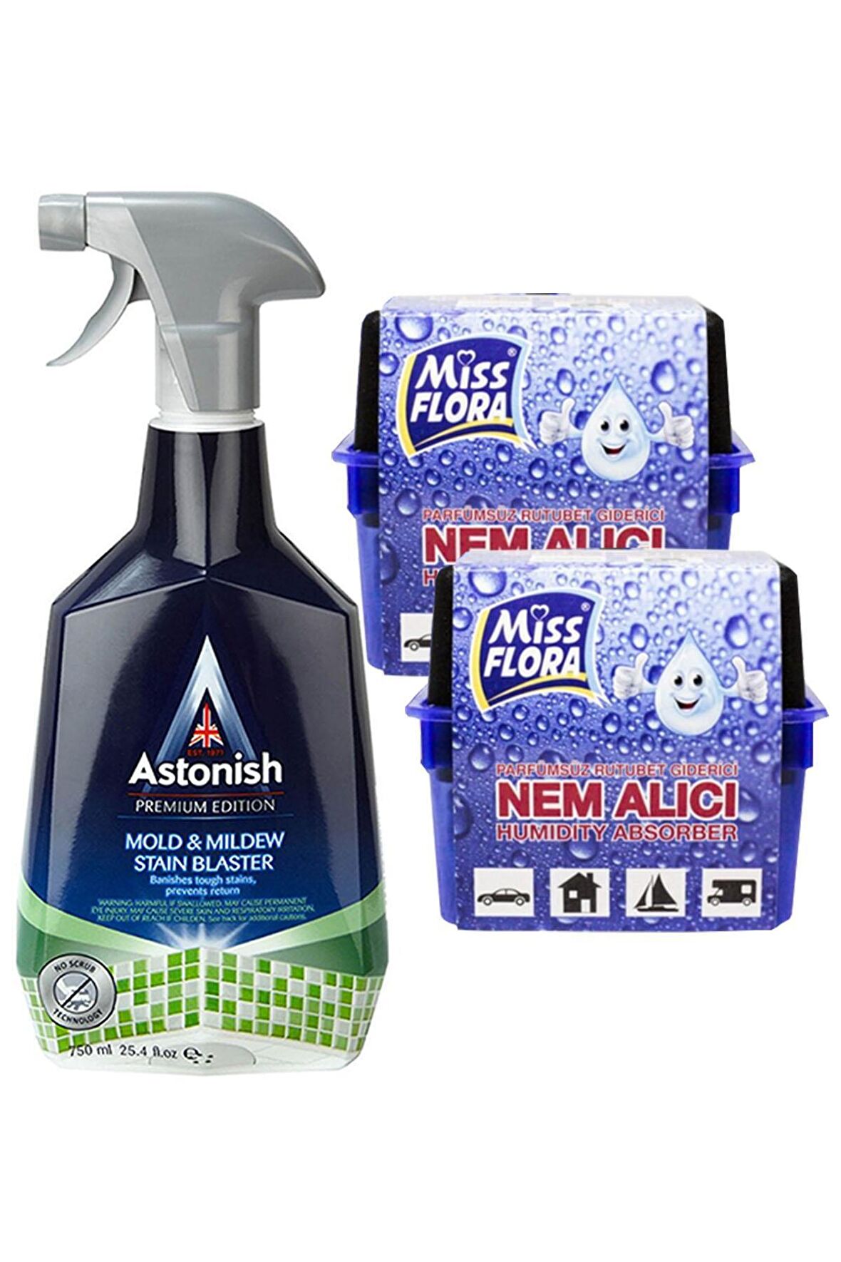 Astonish Küf Temizleyici 750 Ml +Miss Flora Nem Alıcı - Küf - Rutubet Önleyici 450 G 2 Adet